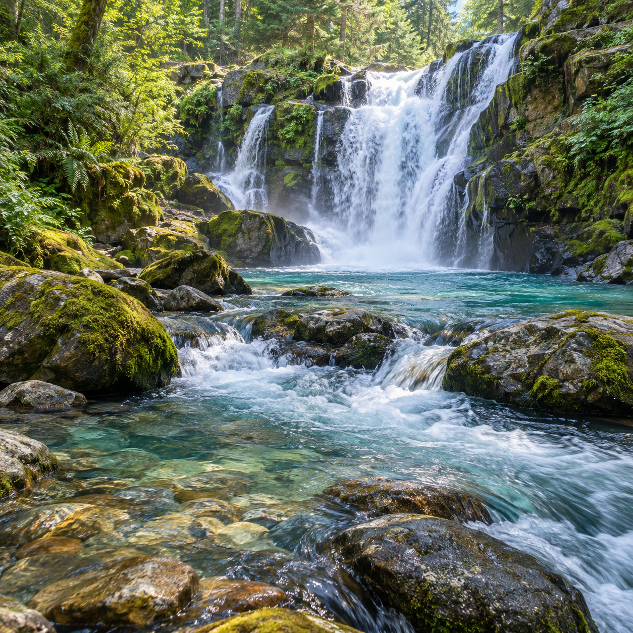 💧 POWERFUL WATERFALL and LIVELY RIVER over ROCKS — 1 H of freshness for meditation and focus