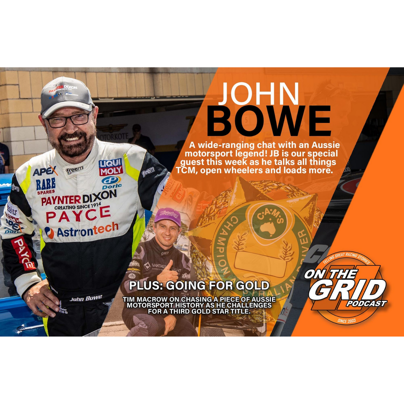 Racing legend John Bowe and Gold Star contender Tim Macrow join us episode artwork