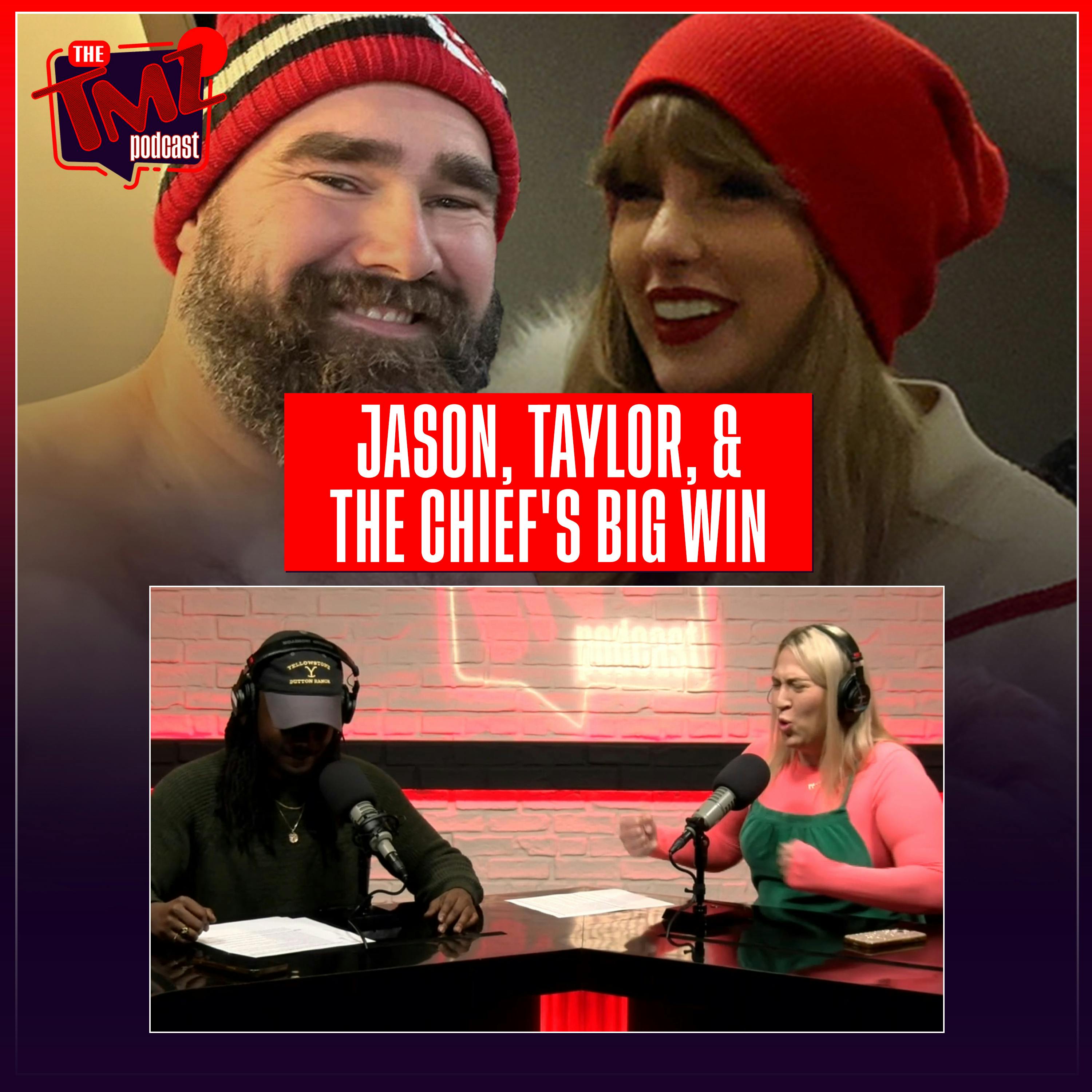 Shirtless Jason Kelce Celebrates With Taylor Swift Amid Chief's Win