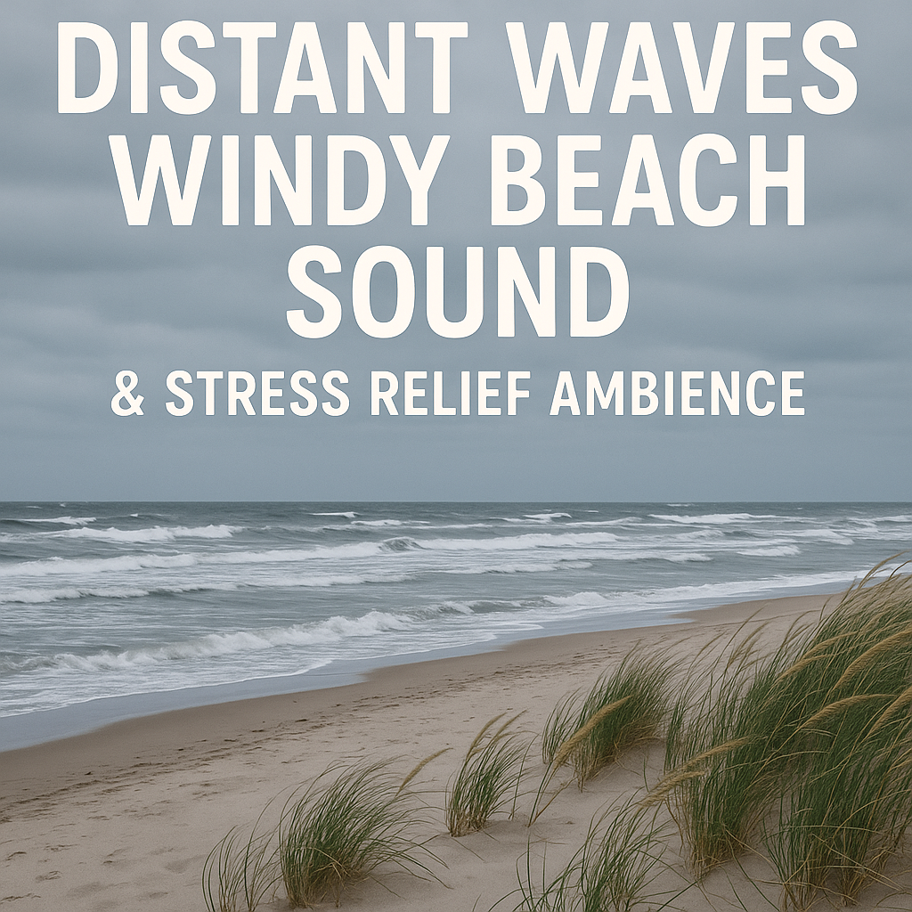 Distant Waves Windy Beach Sound | Deep Sleep & Stress Relief Ambience