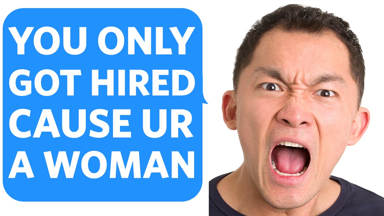 Toxic Brothers says our SISTER only GOT HIRED because SHE'S A WOMAN Toxic Brothers says our SISTER only GOT HIRED because SHE'S A WOMAN