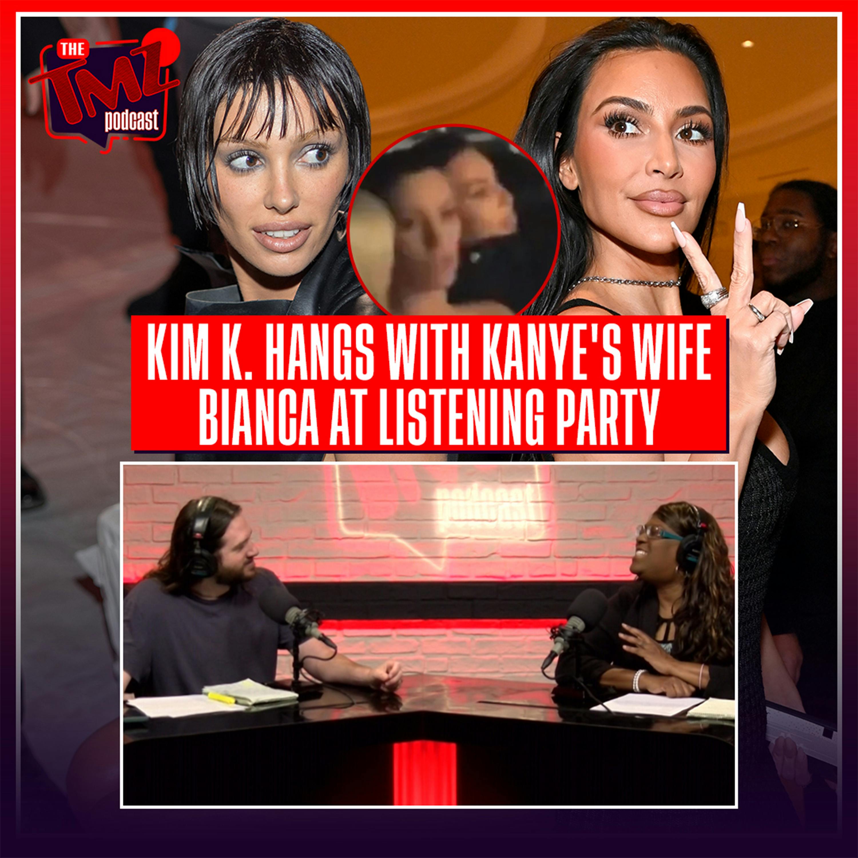 Kim Kardashian & Bianca Censori Hang Out At Kanye's Listening Party