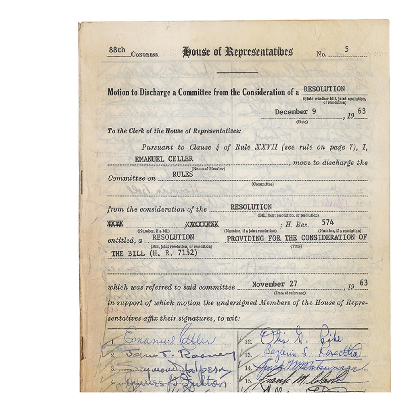 Move My Bill!  A History of Discharge Petitions