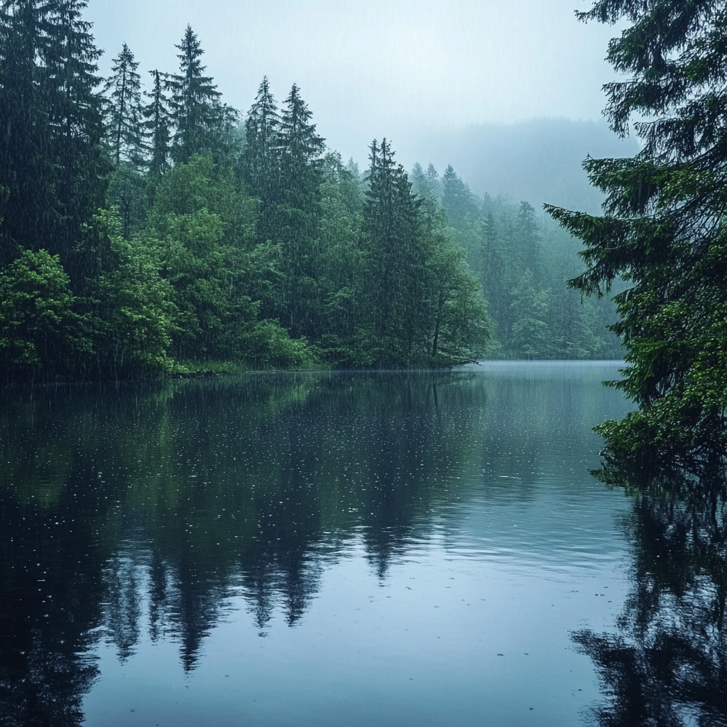 Rainy Lake Sounds – ASMR White Noise for Relaxation