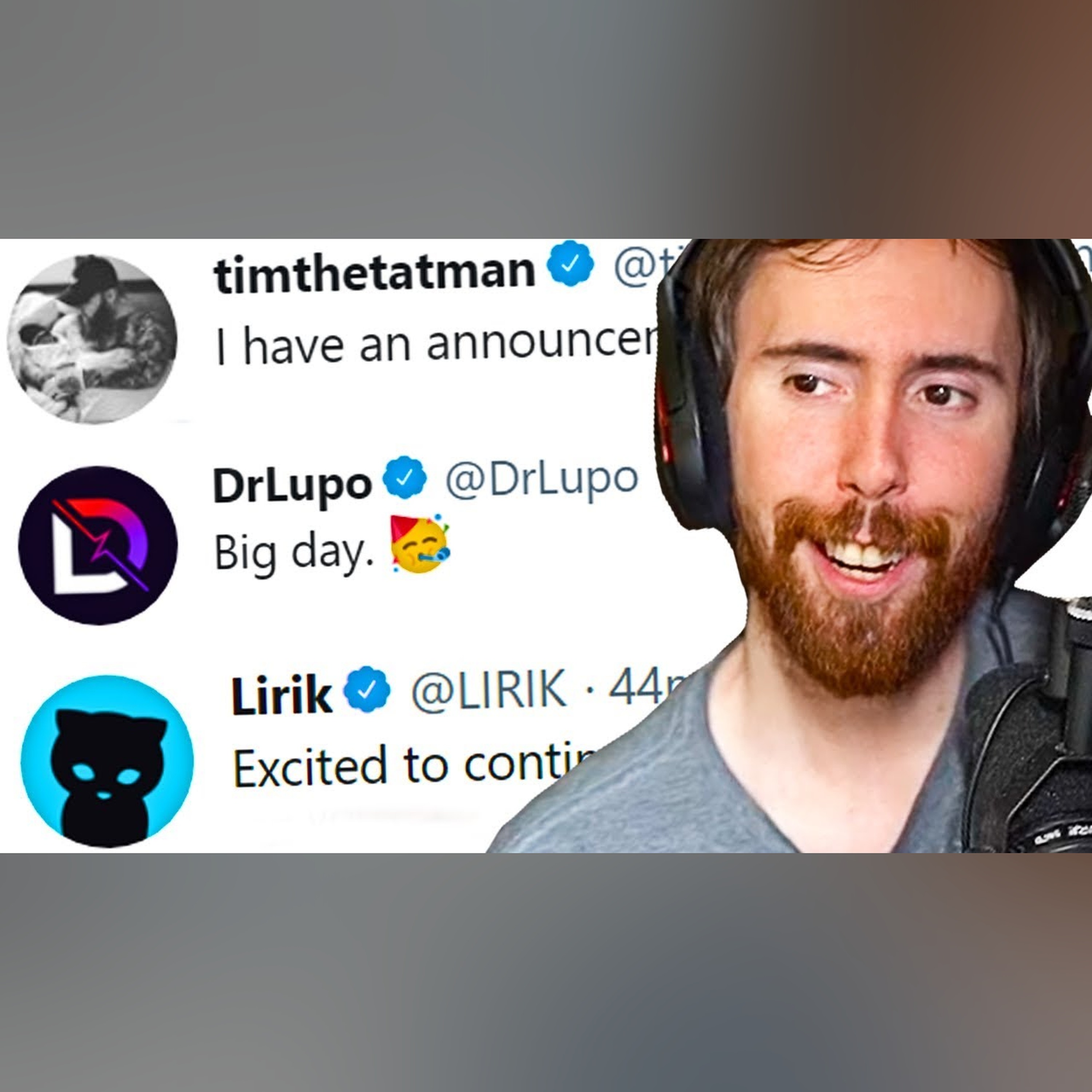 A͏s͏mongold Reacts To TimTheTatman, Lirik and DrLupo Announcements