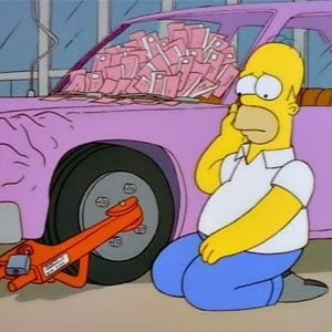 The Simpsons S9E1 "The City of New York vs. Homer Simpson" episode artwork