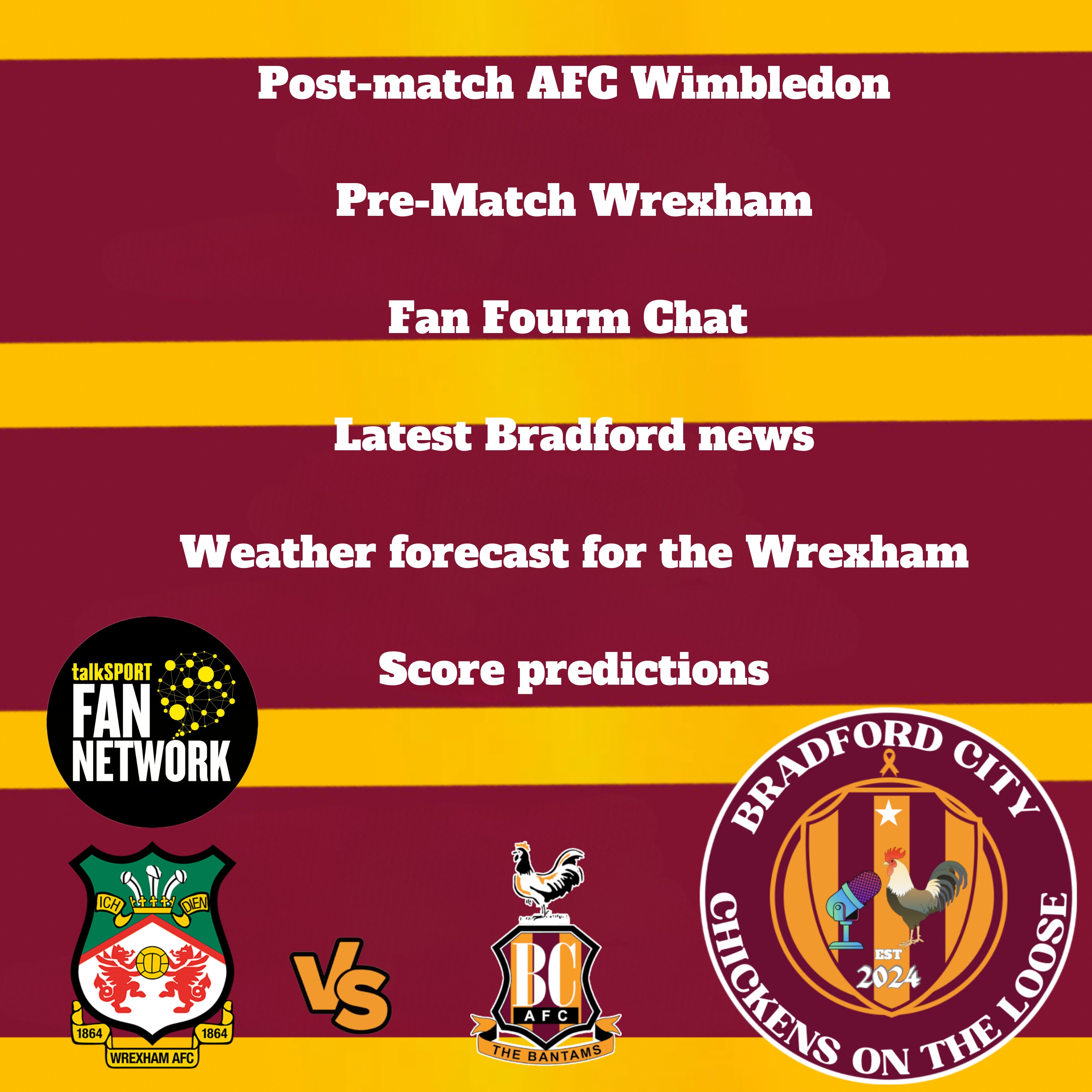 Ep 42)Wrexham vs Bradford city preview - Tims Single #WxmAFC #efl #bcafc #BantamCreators episode artwork