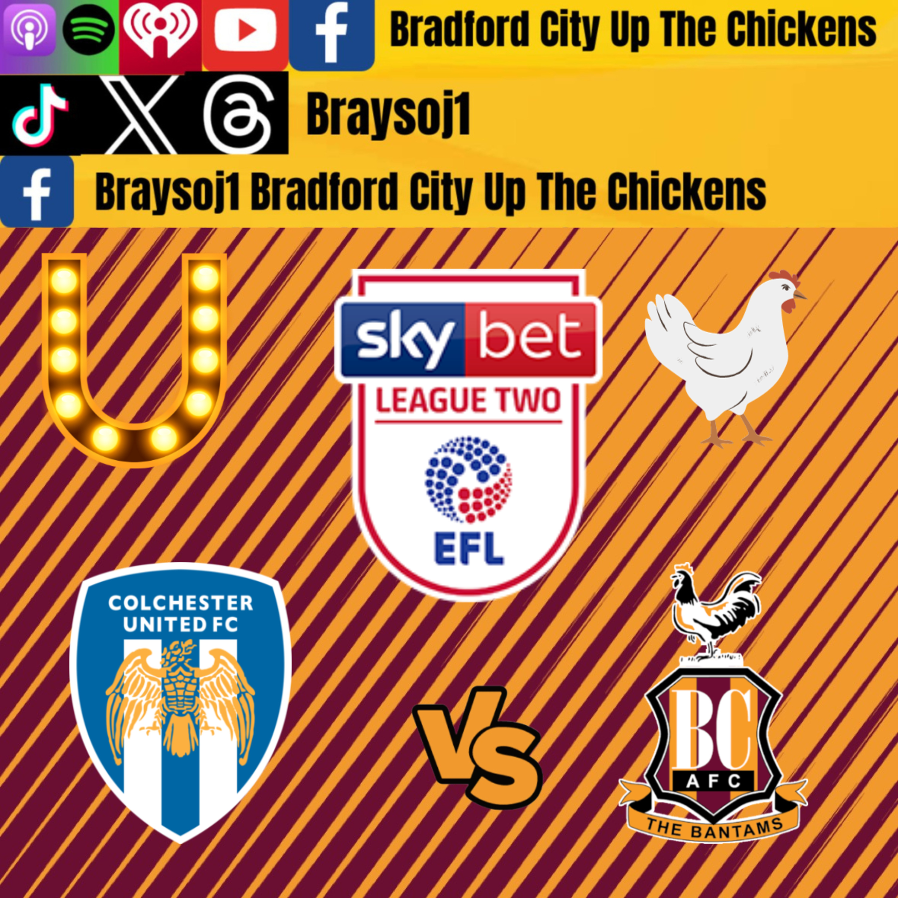 Ep 34) Colchester United vs Bradford City pre match chat #bcafc #efl #colu episode artwork