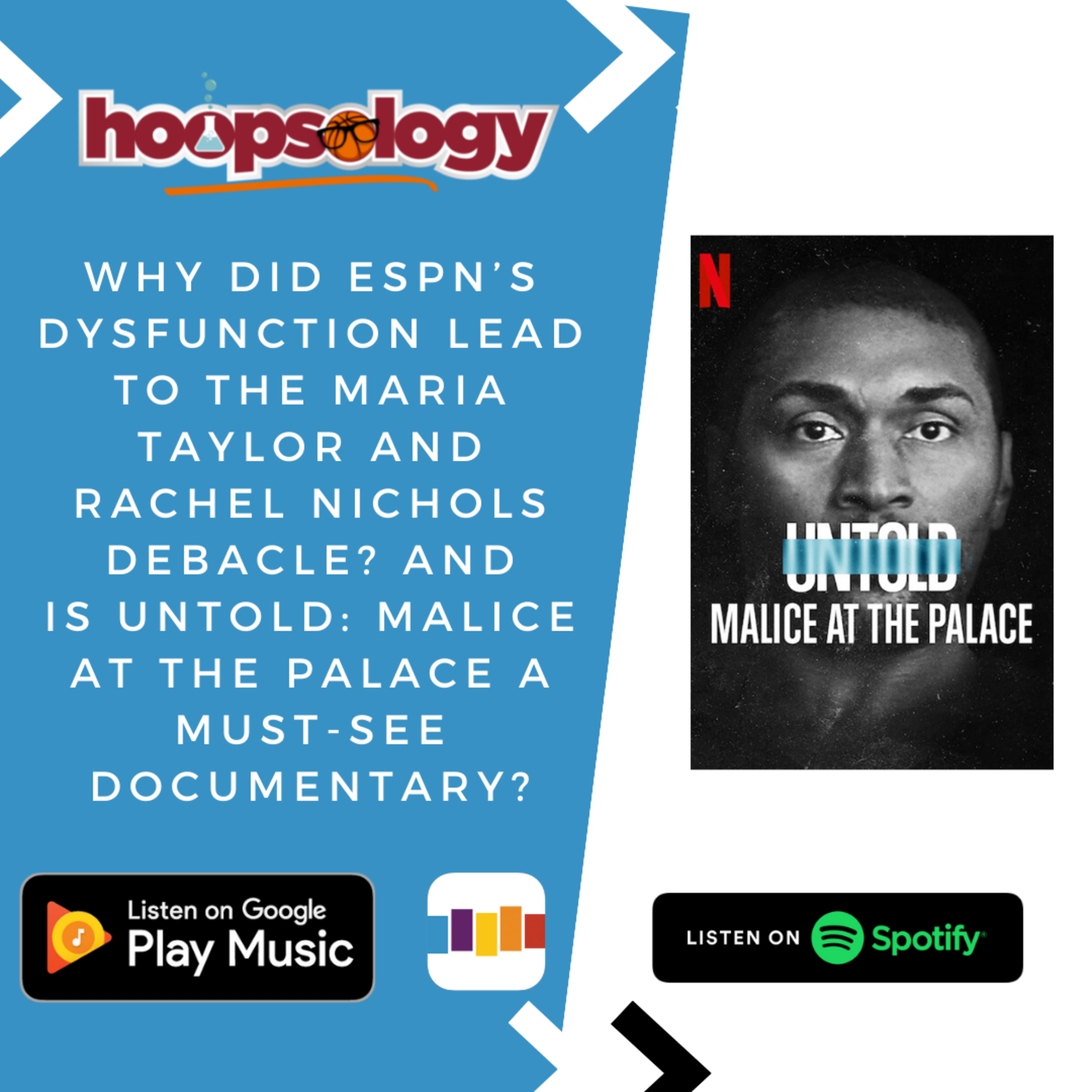 Why ESPN's dysfunction lead to the Maria Taylor and Rachel Nichols debacle? And Is Untold: Malice at the Palace a must-see documentary? episode artwork