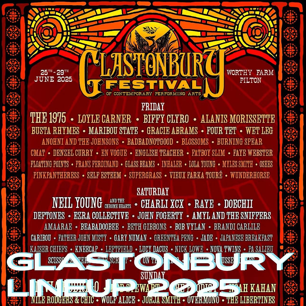 GLASTONBURY LINEUP 2025