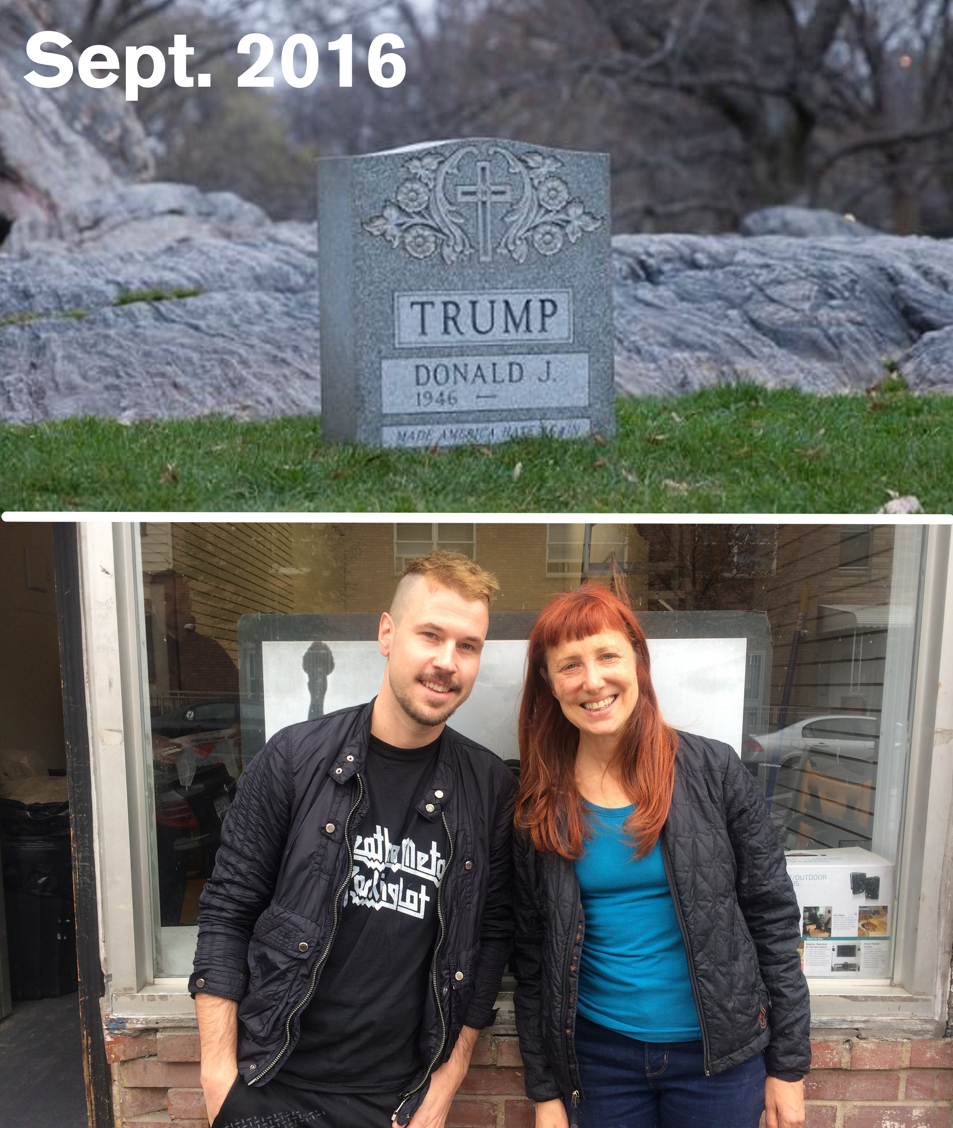 DLG1639_#TrumpTombstone artist, Brian Andrew Whitely spooks himself.