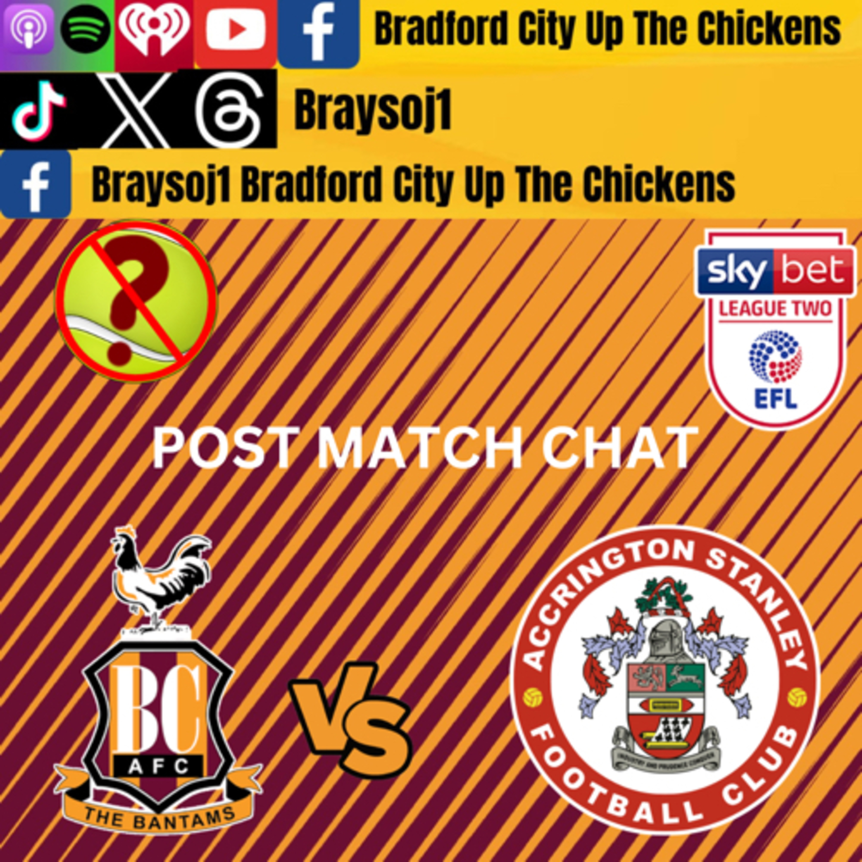 Ep 21) Bradford City vs Accrington Stanley post match chat episode artwork