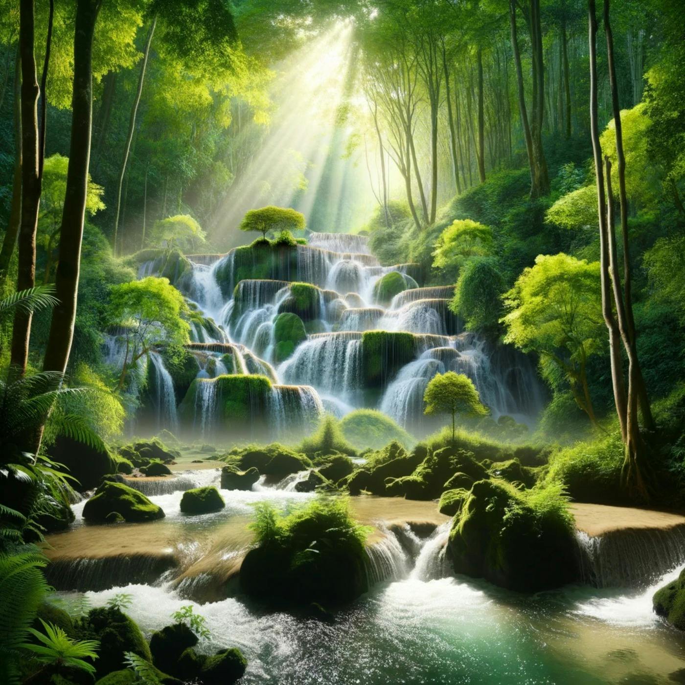 Cascada Relajante: Relajación Profunda y Bienestar Natural
