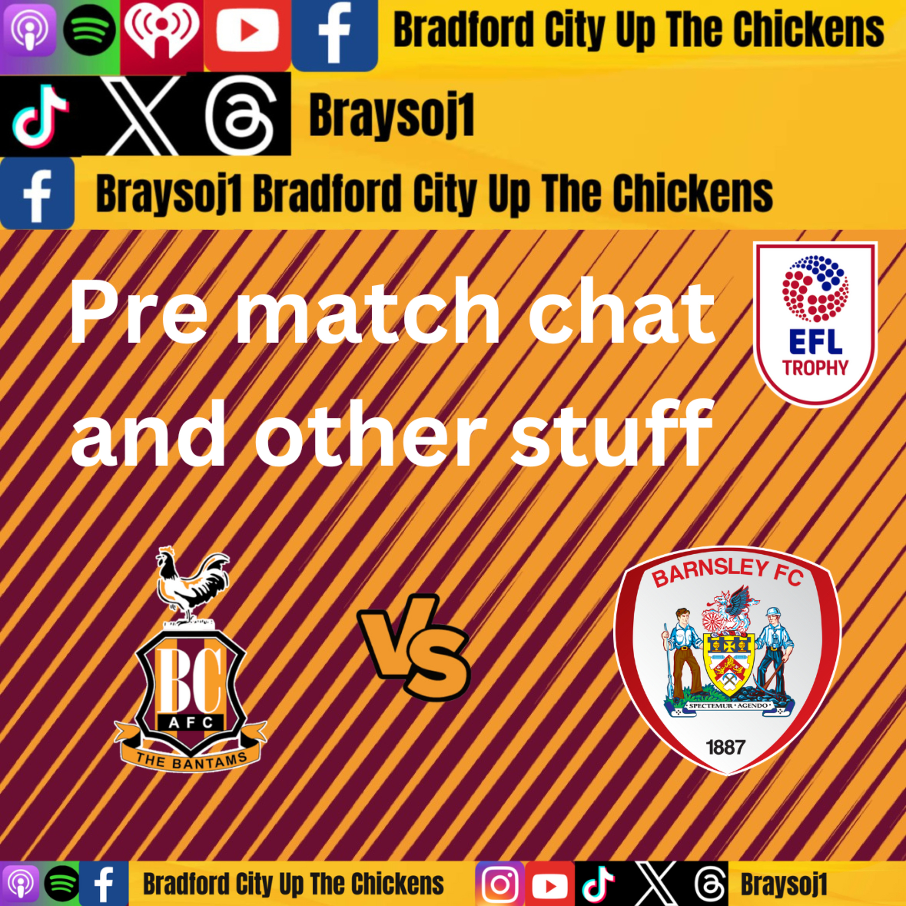 Ep 18) Bradford City vs Barnsley EFL trophy pre match chat and over stuff episode artwork