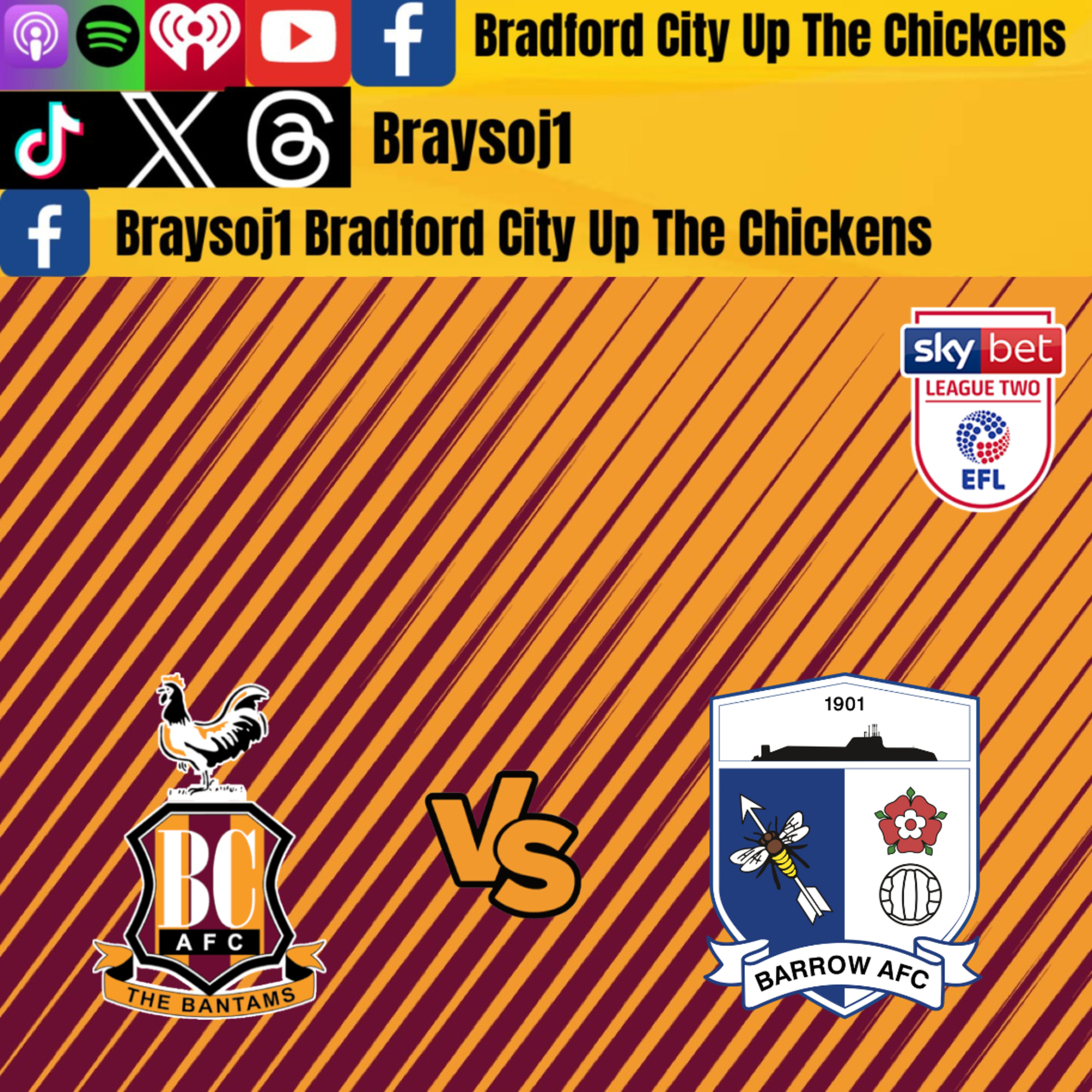 Ep 14) Bradford Vs barrow pre game chat and other city stuff episode artwork