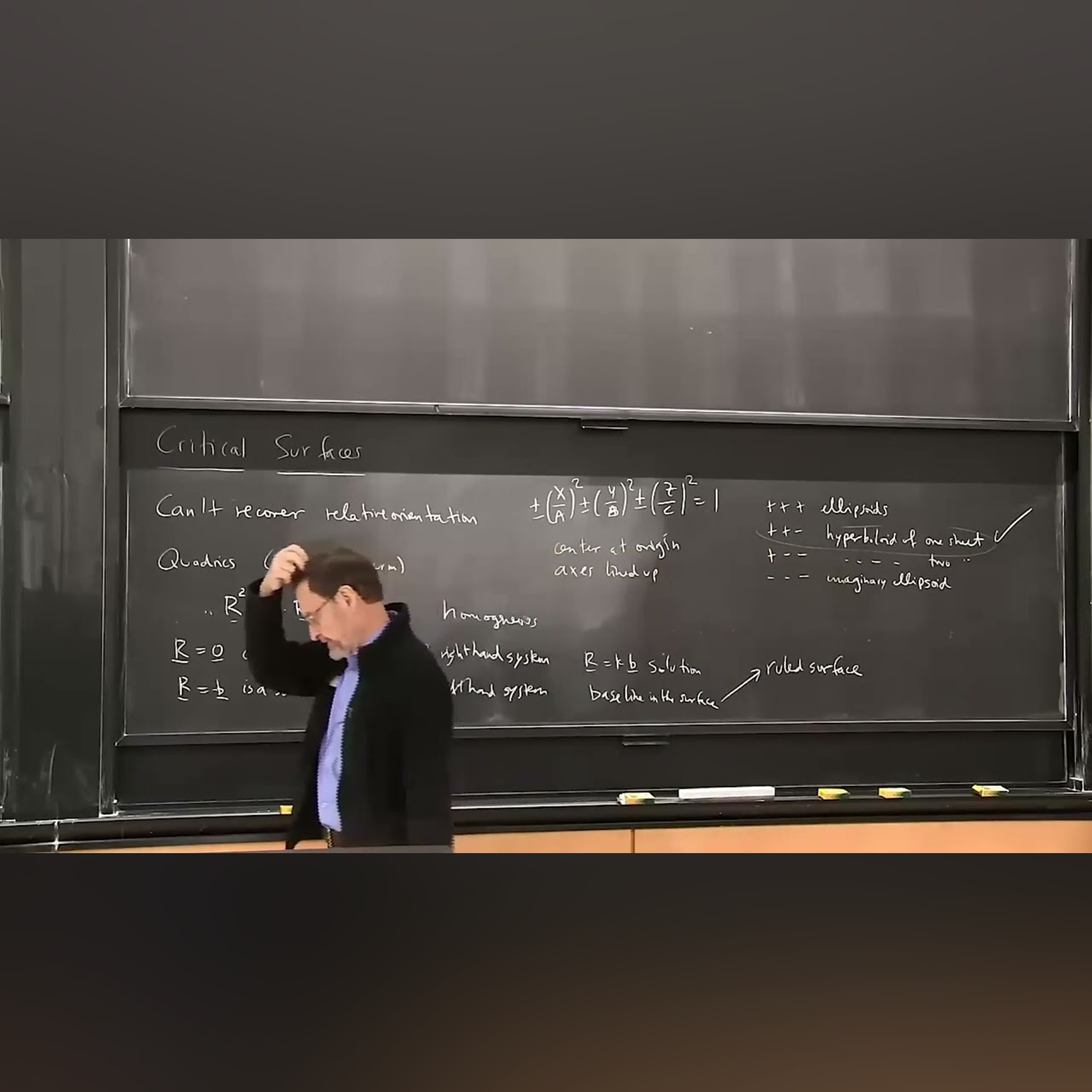 Lecture 21: Relative Orientation, Binocular Stereo, Structure, Quadrics, Calibration, Reprojection
