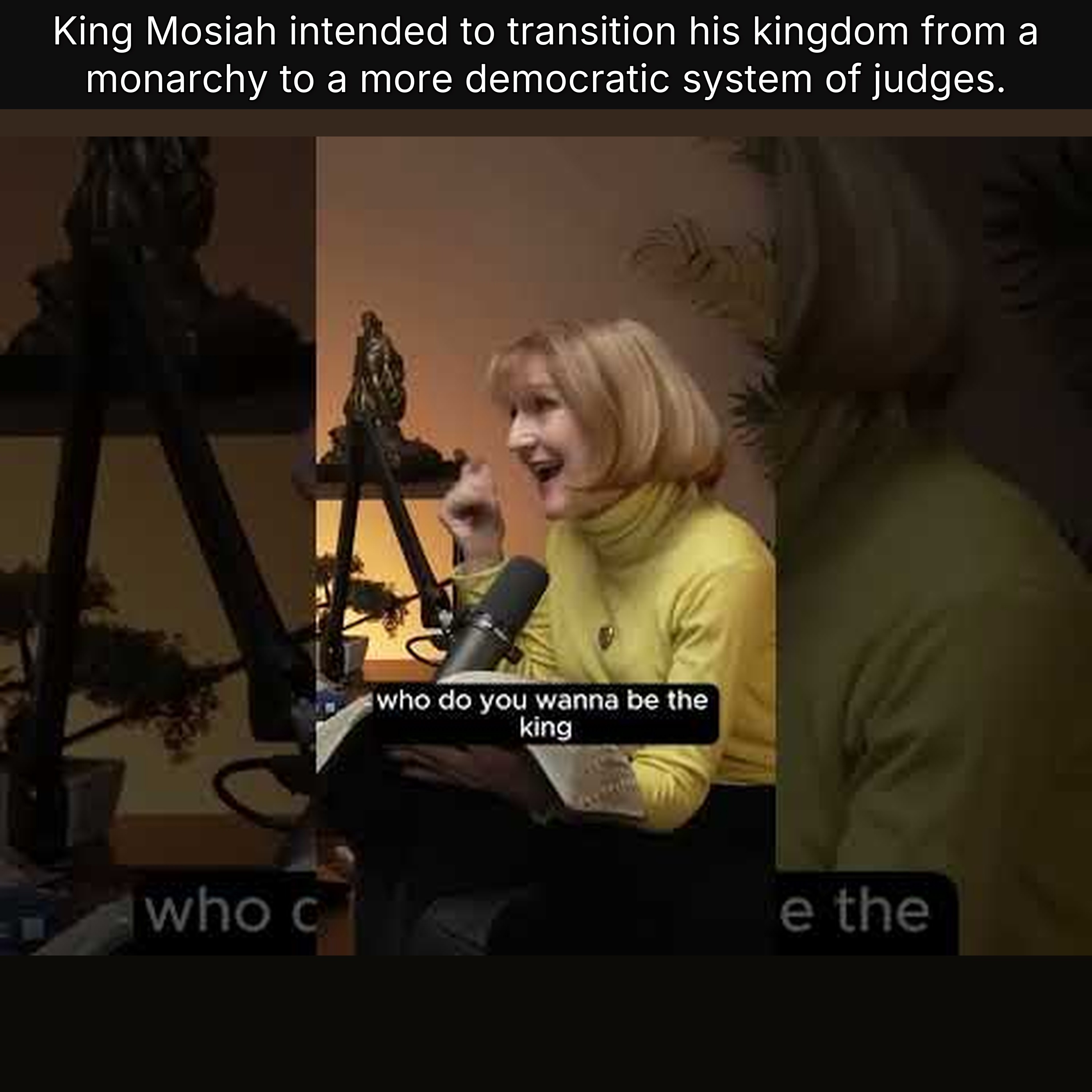King Mosiah intended to transition his kingdom from a monarchy to a more democratic system of judges. episode artwork