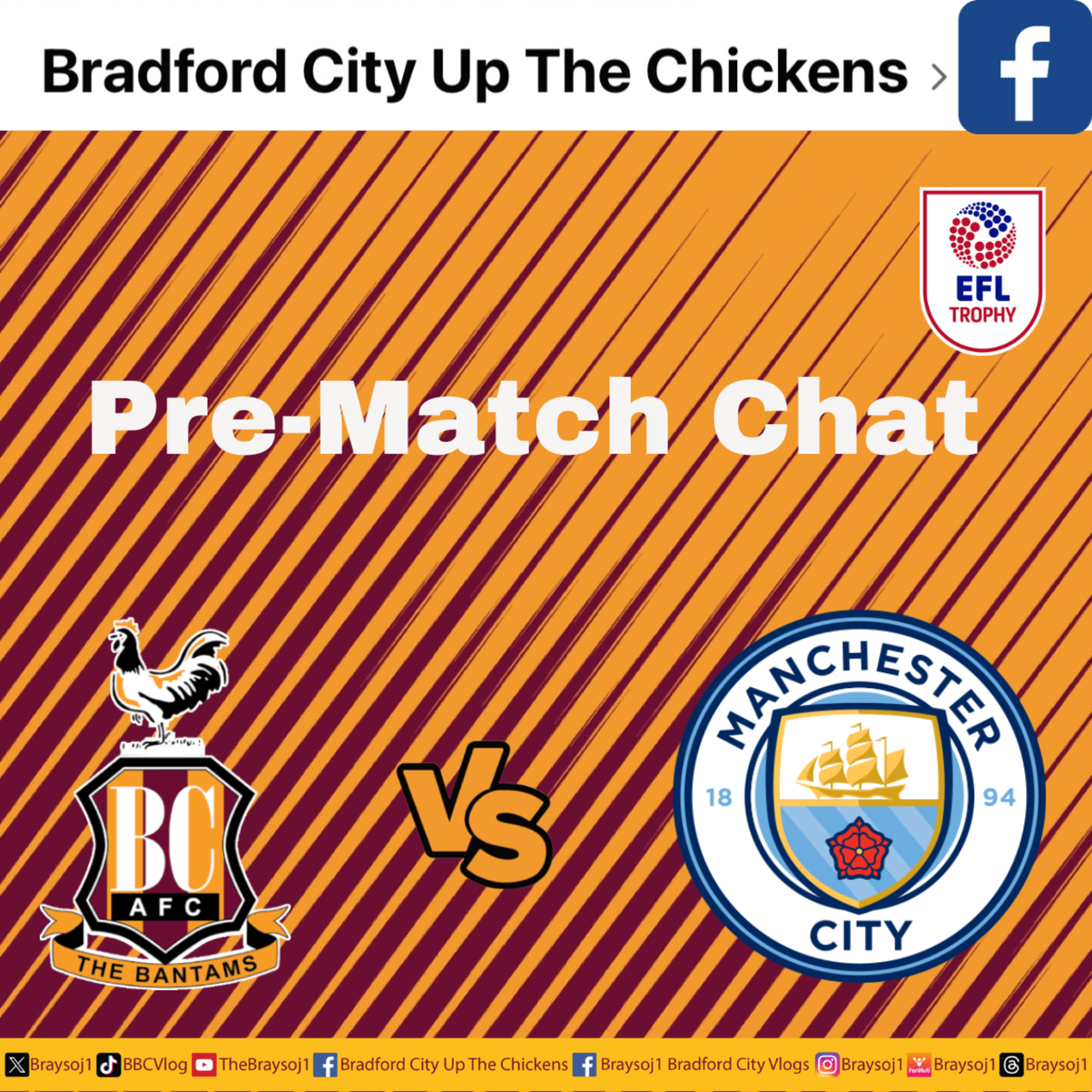Ep 9) Bradford Vs Man City U21 pre match chat and General chat episode artwork