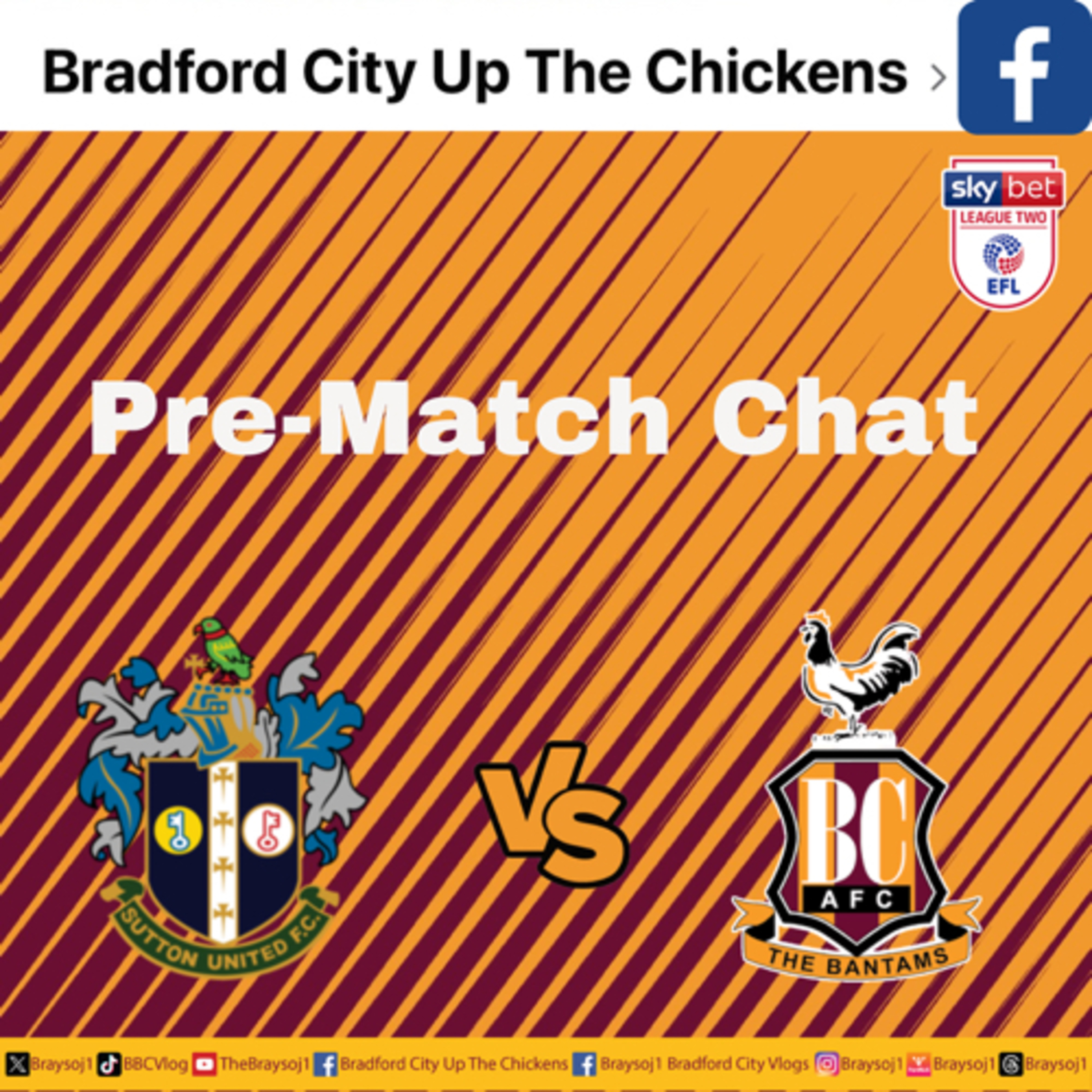 Ep 8) Sutton United Vs Bradford City Pre match chat episode artwork