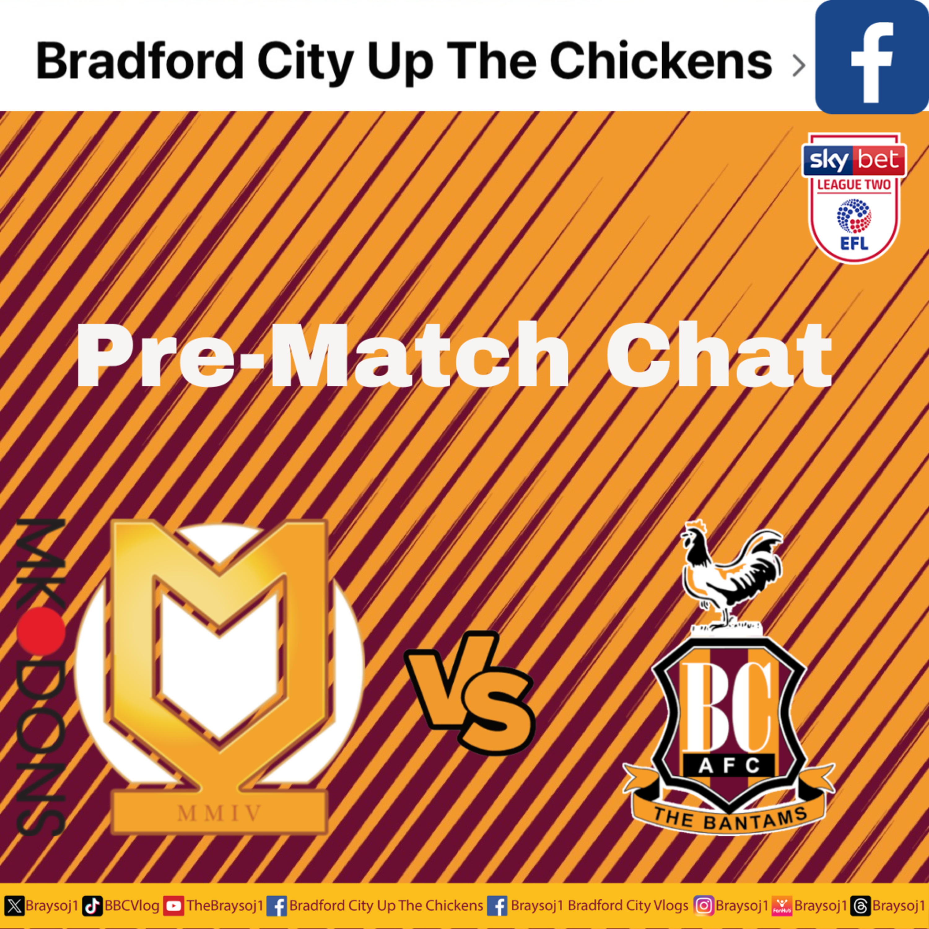 Ep 7) Mk Dons vs Bradford pre-match chat #MKDons #efl #bcafc episode artwork
