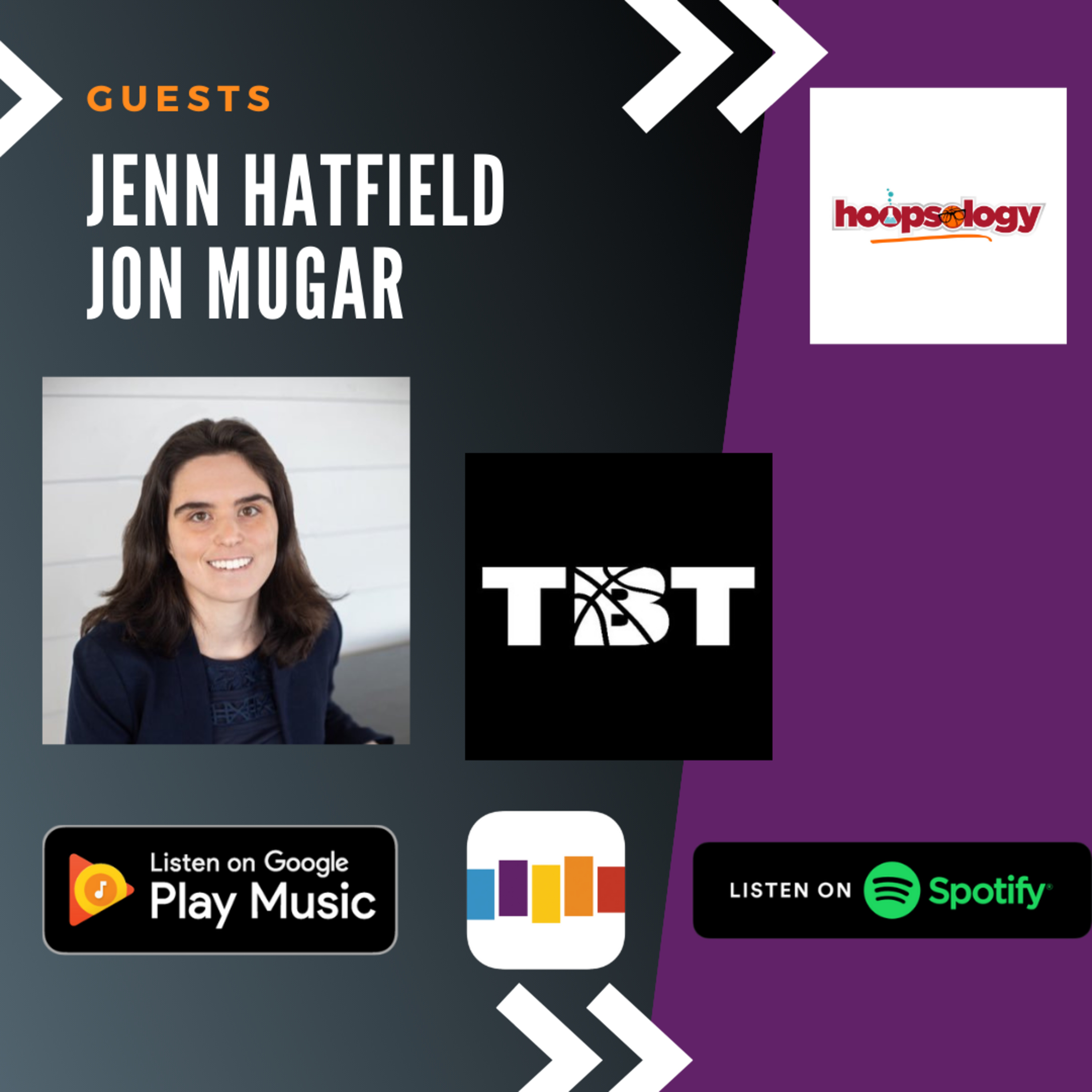 WNBA writer Jenn Hatfield, TBT Founder and CEO Jon Mugar, NBA Playoff Preview episode artwork