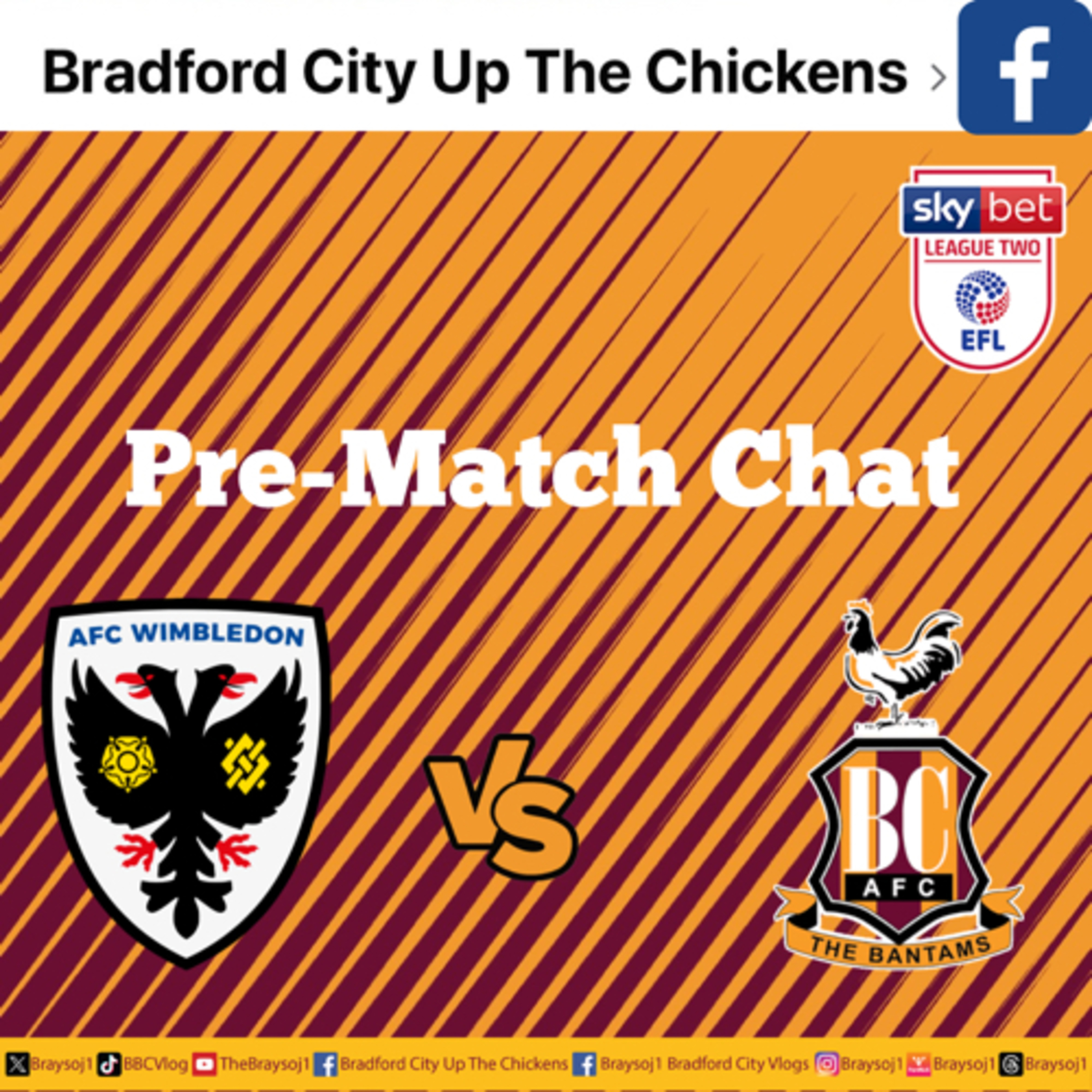 Ep 3) pre match chat AFC Wimbledon vs Bradford City #bcafc #efl #afcw episode artwork