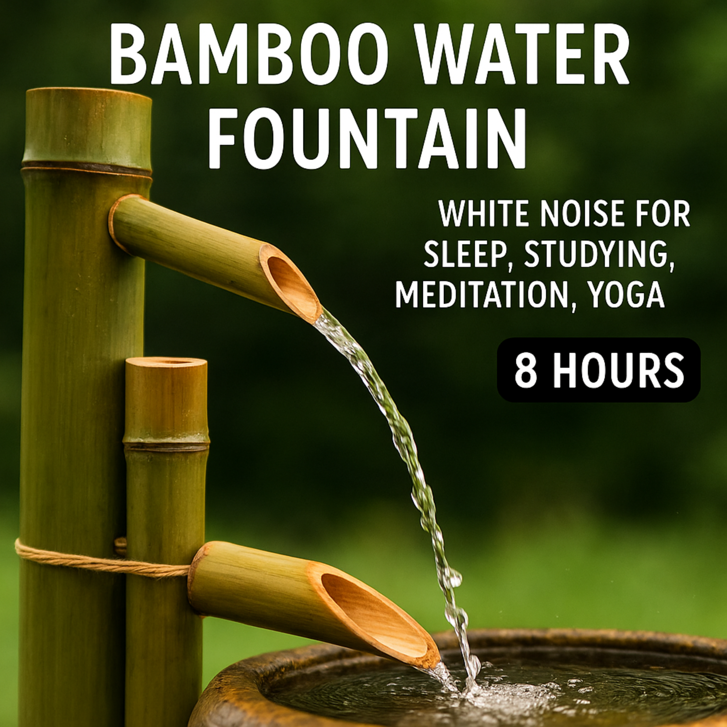 Bamboo Water Fountain | White Noise for Sleep, Studying, Meditation, Yoga | 8 Hours