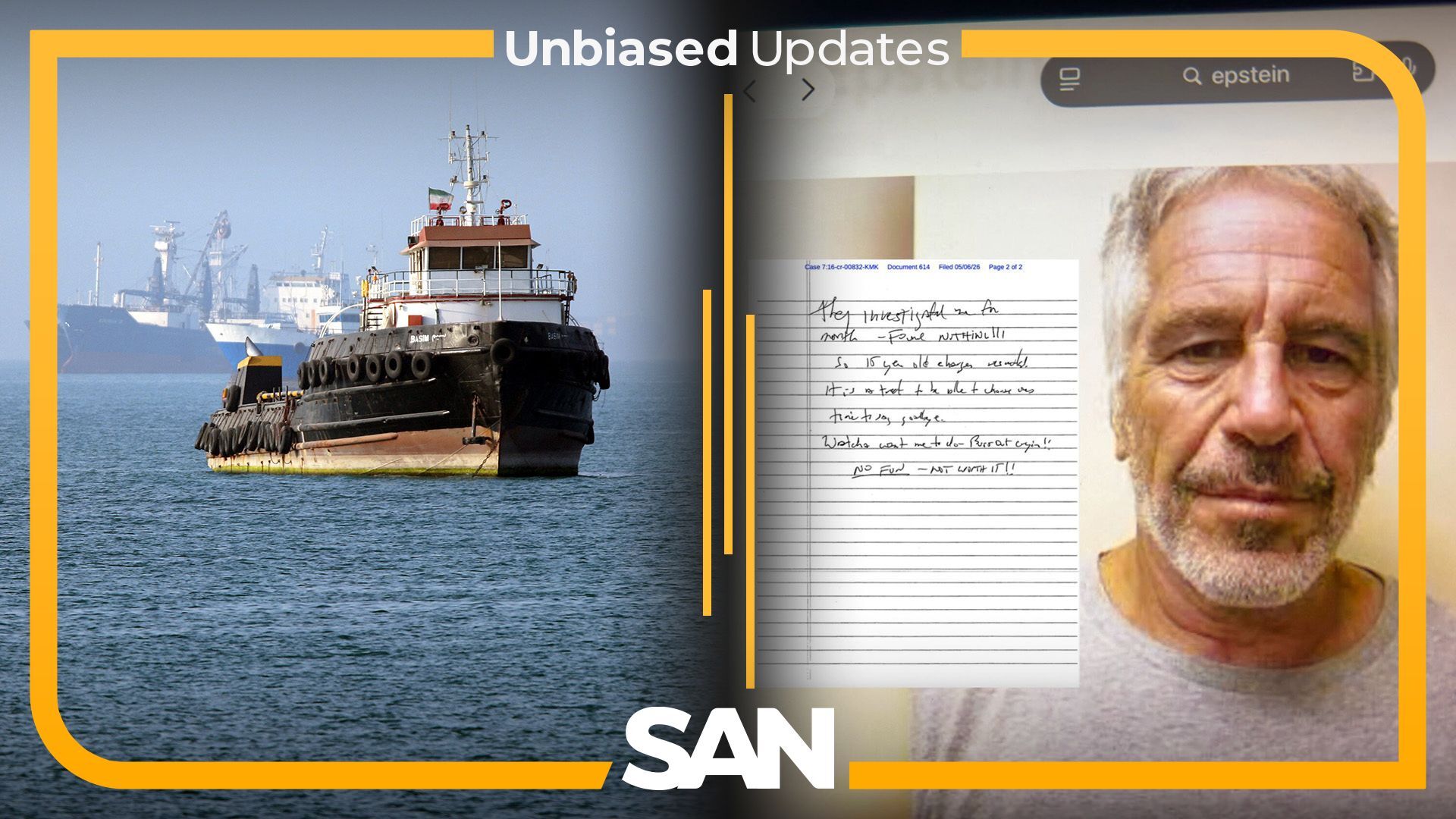 Trump awaits Iran’s response on proposal; Alleged Epstein suicide note made public episode artwork