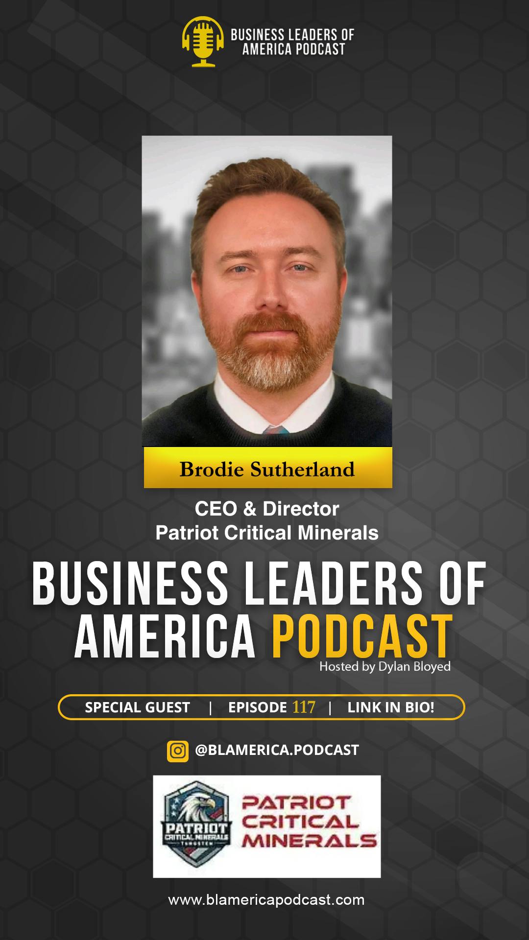 Brodie Sutherland - CEO & Director of Patriot Critical Minerals Brodie Sutherland - CEO & Director of Patriot Critical Minerals