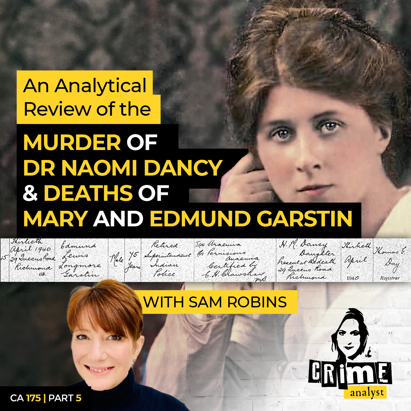 Ep 175: Analyzing the Murder of Dr Naomi Dancy and Deaths of Mary and Edmund Garstin with Sam Robins, Part 5