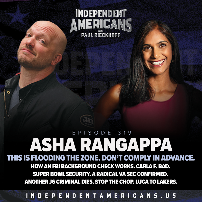 Asha Rangappa. This is Flooding the Zone. Don’t Comply in Advance. How an FBI Background Check Works. CARLA F. BAD. Super Bowl Security. A Radical VA Sec Confirmed. Another J6 Criminal Dies. Stop the Chop. Luca to Lakers.