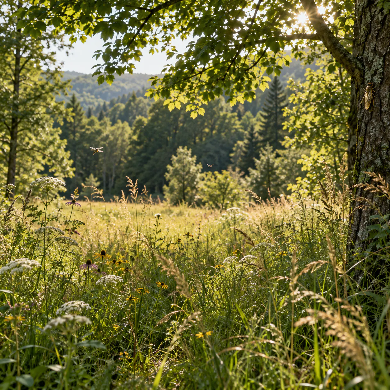 π¦ CONTINUOUS CICADA and CRICKET CHORUS in a CLEARING β 1 H of summer nature for focus