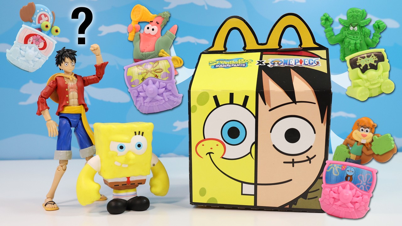 SpongeBob X One Piece McDonald's Happy Meal Full Set Review!