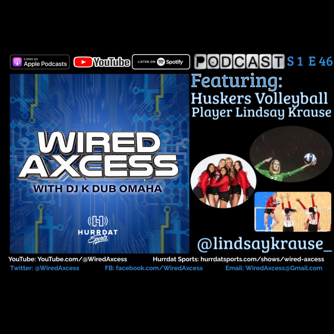 S 1 E 46 - Hurrdat Sports Bar Live Show Huskers Lindsay Krause - Peeling Back The Layers Beyond the Court episode artwork