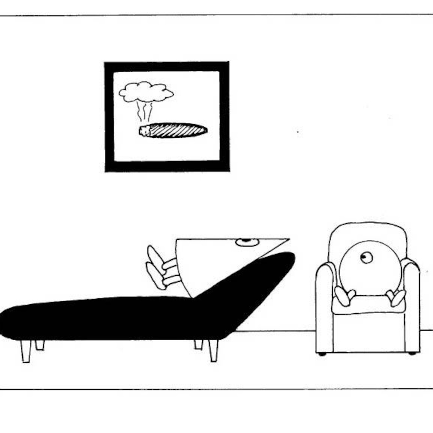 Dr. Lisa psychoanalyzes Ken Johnson's comic work, Ball and Cone.