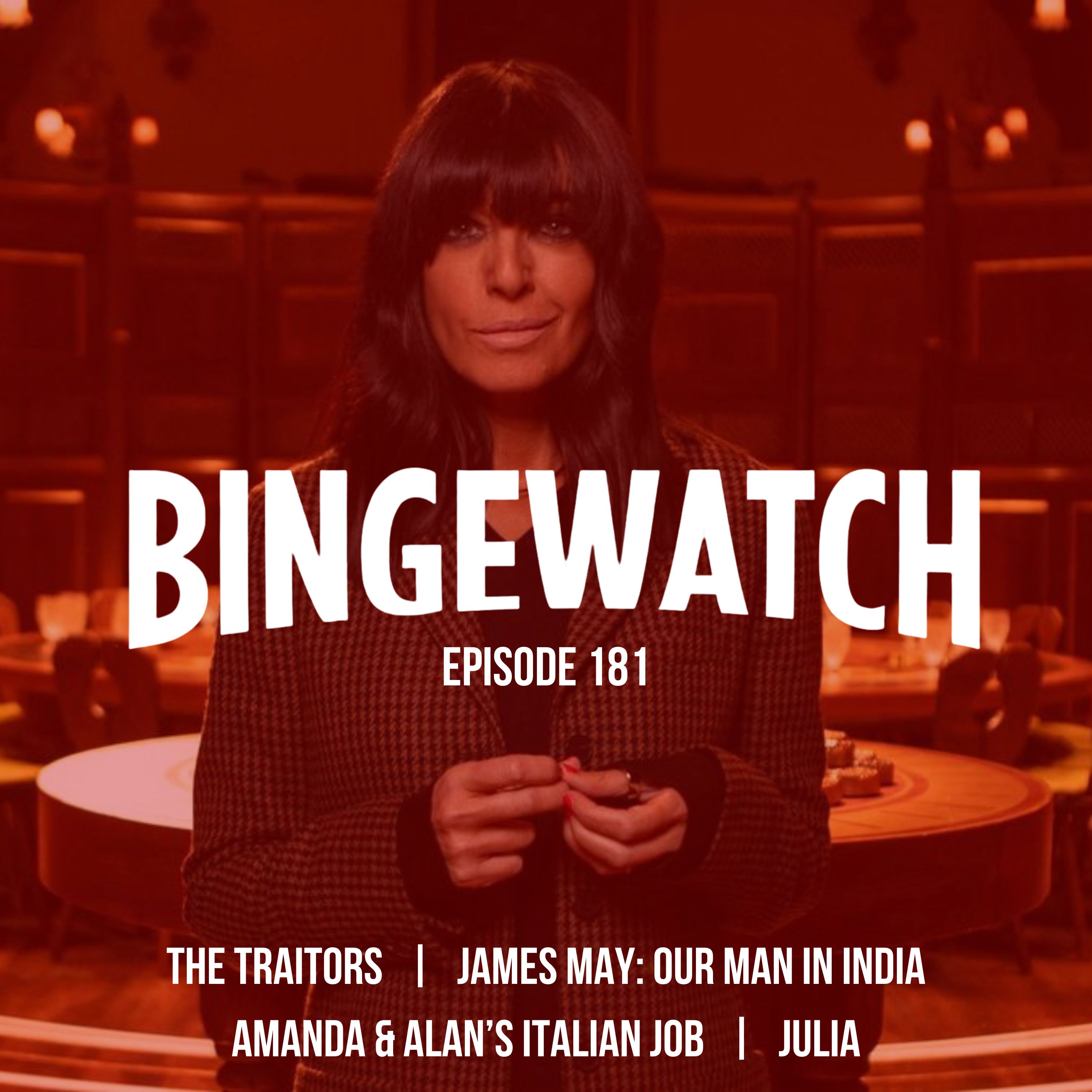 The Traitors  |  James May: Our Man in India  |  Julia  |  Amanda & Alan's Italian Job episode artwork