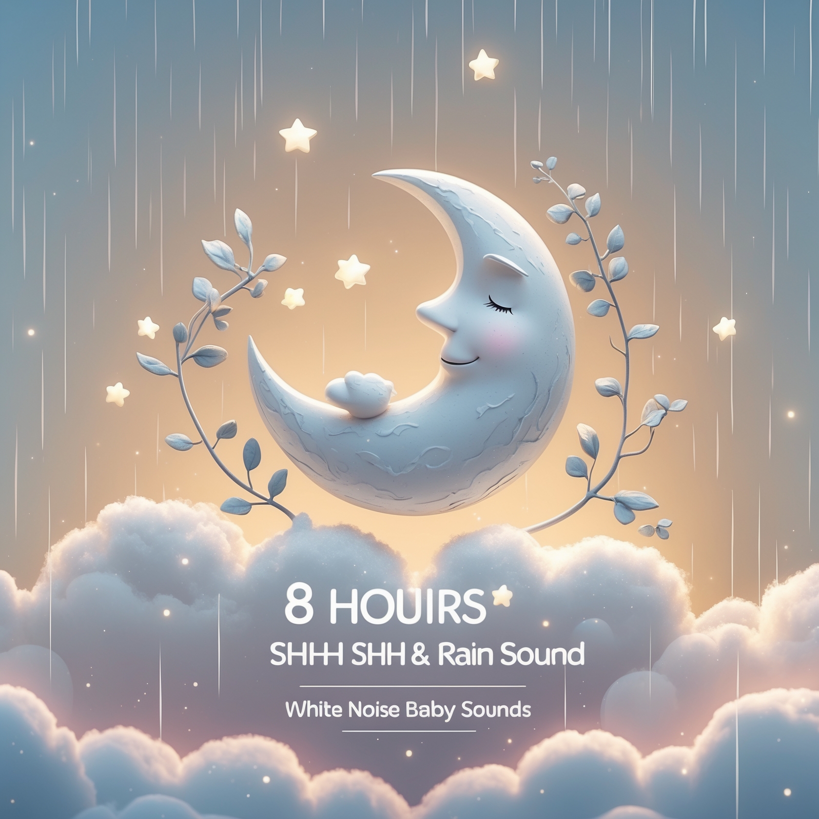 8 Hours  Shh & Rain Sound   White Noise Baby Sleep Sounds