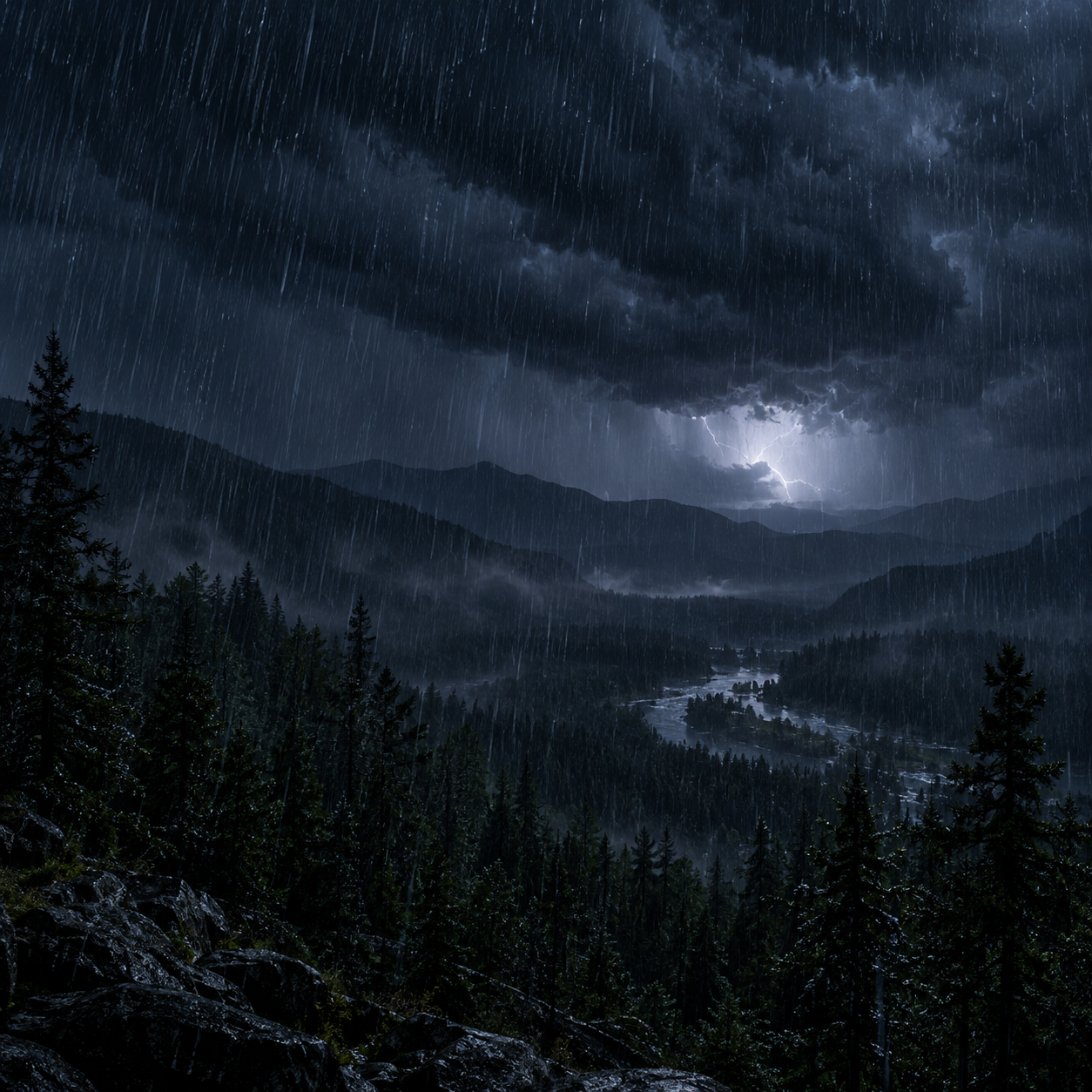 ⛈️ POWERFUL THUNDERSTORM, DENSE RAIN and DEEP THUNDER — 2 H of nighttime storm for sheltered sleep
