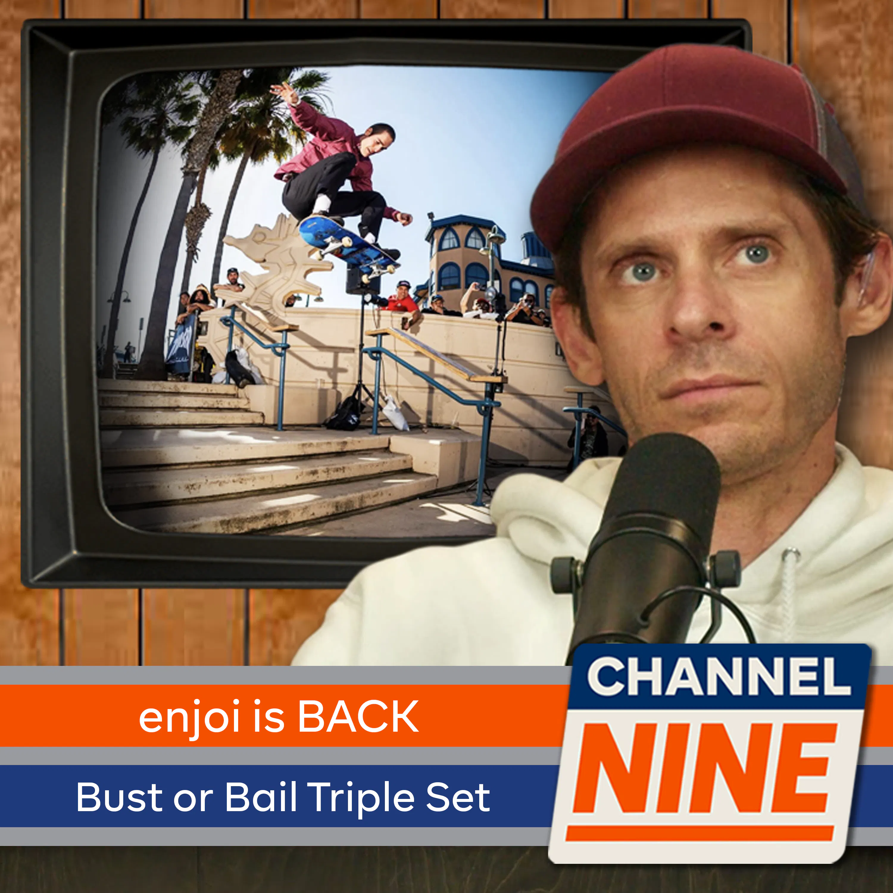 Channel Nine - enjoi skateboards is BACK, Santa Monica Triple Set Bust or Bail, Daan Van Der Linden Channel Nine - enjoi skateboards is BACK, Santa Monica Triple Set Bust or Bail, Daan Van Der Linden
