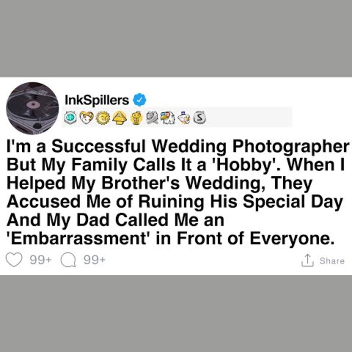 Family Calls My Wedding Photography a 'Hobby' and Criticizes My Work