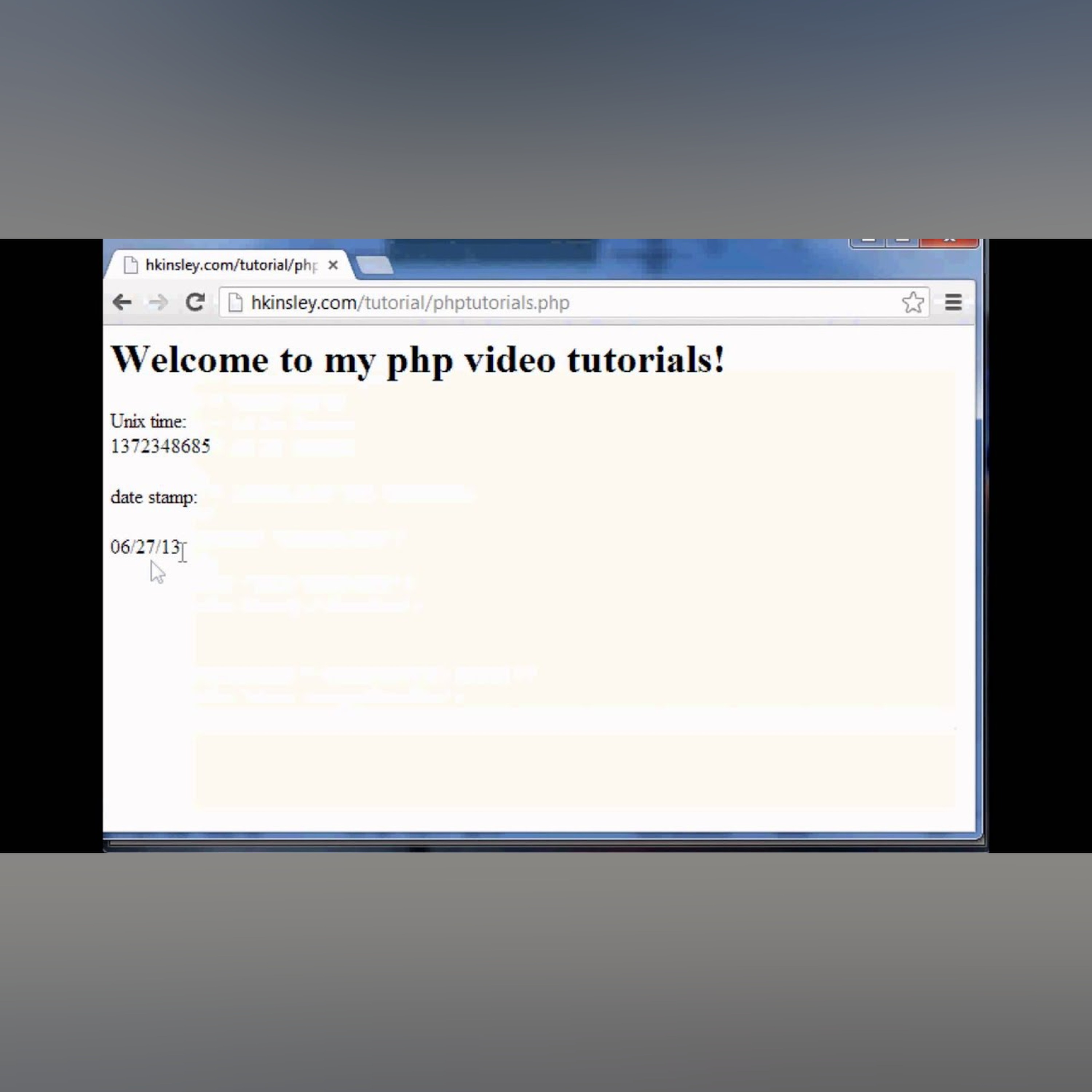 Basic PHP Programming Tutorial 25: Time and Time stamps