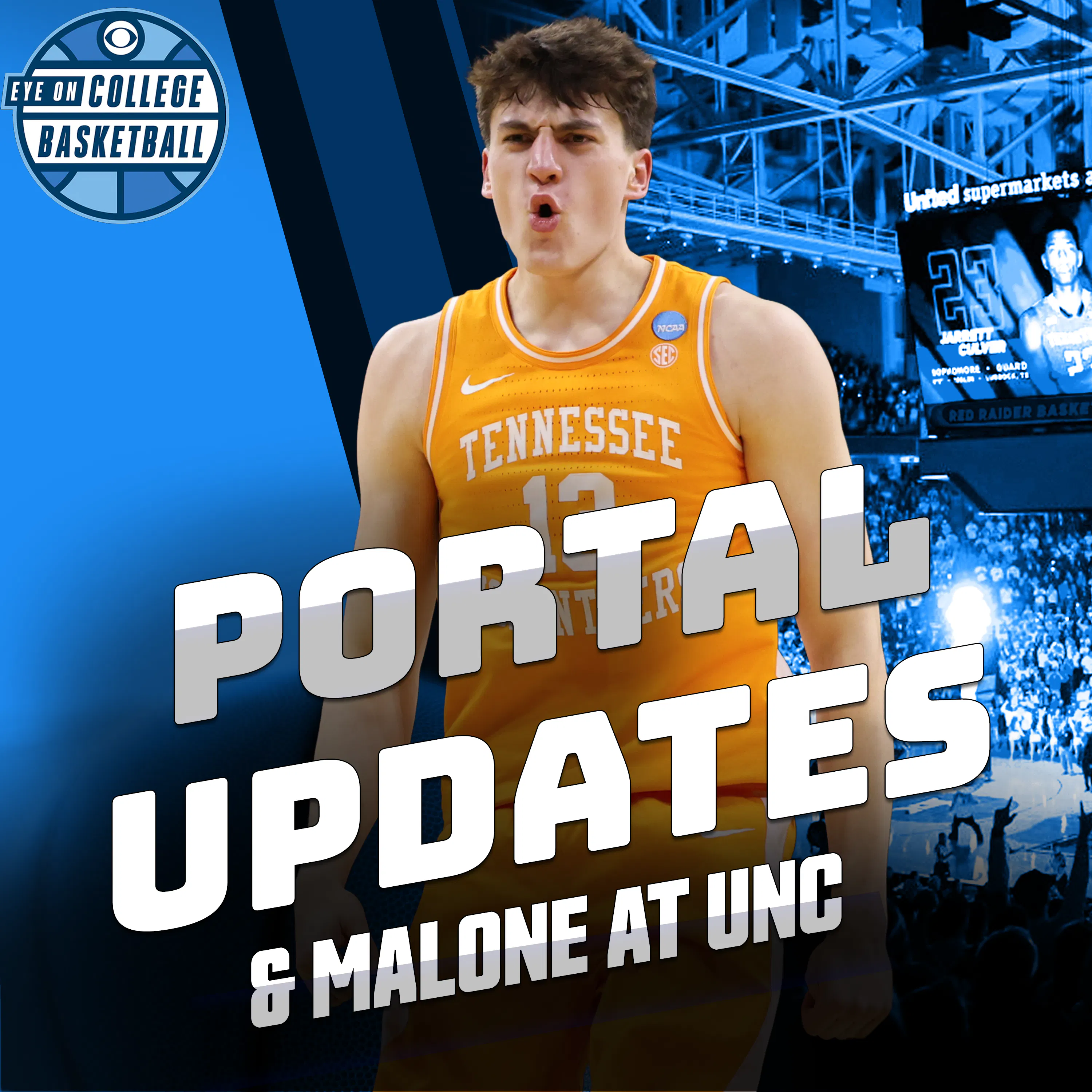Portal Updates! Michigan begins reload with J.P. Estrella; Bill Self & Kansas have to start over + Michael Malone era at UNC episode artwork