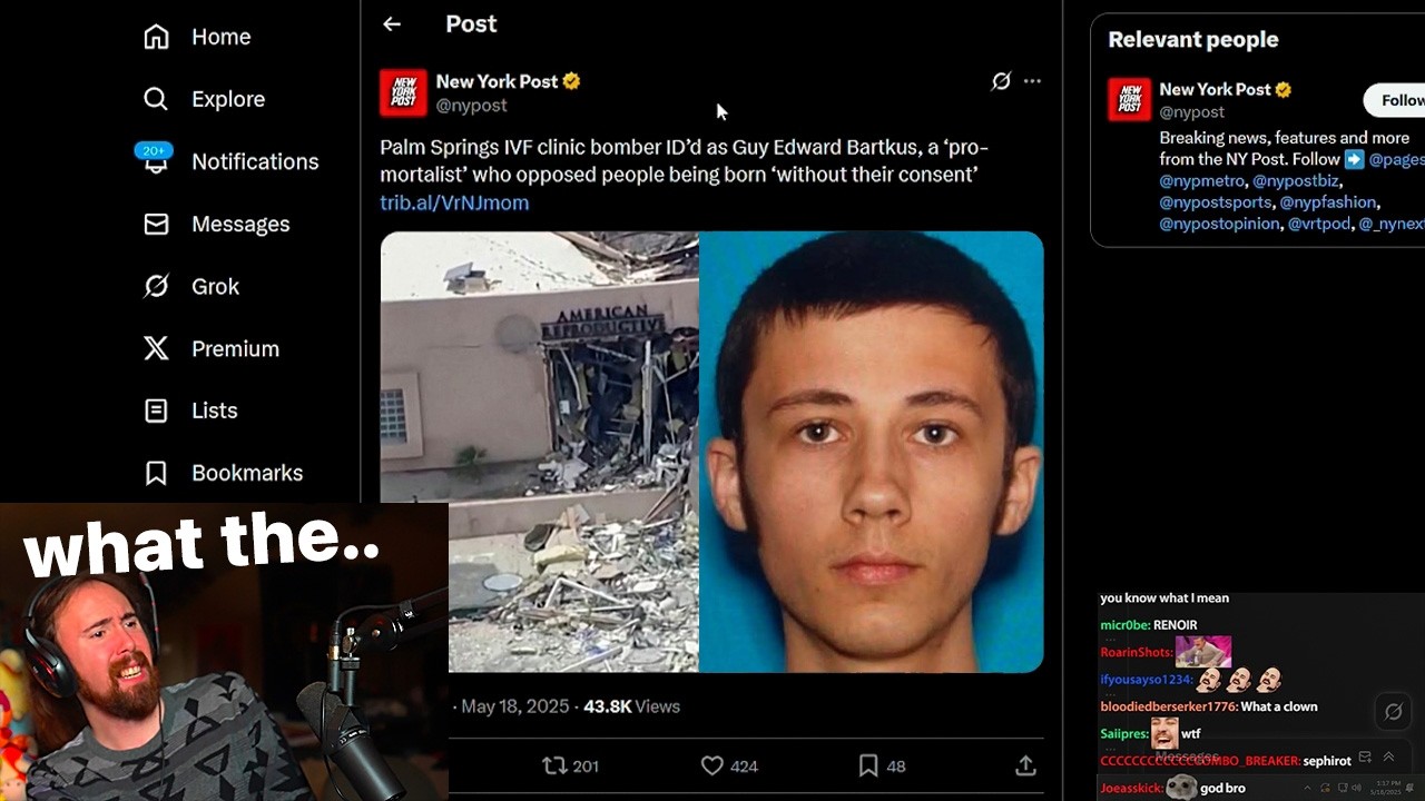 Fertility clinic bomber was a 25-year-old redditor.. | Asmongold TV