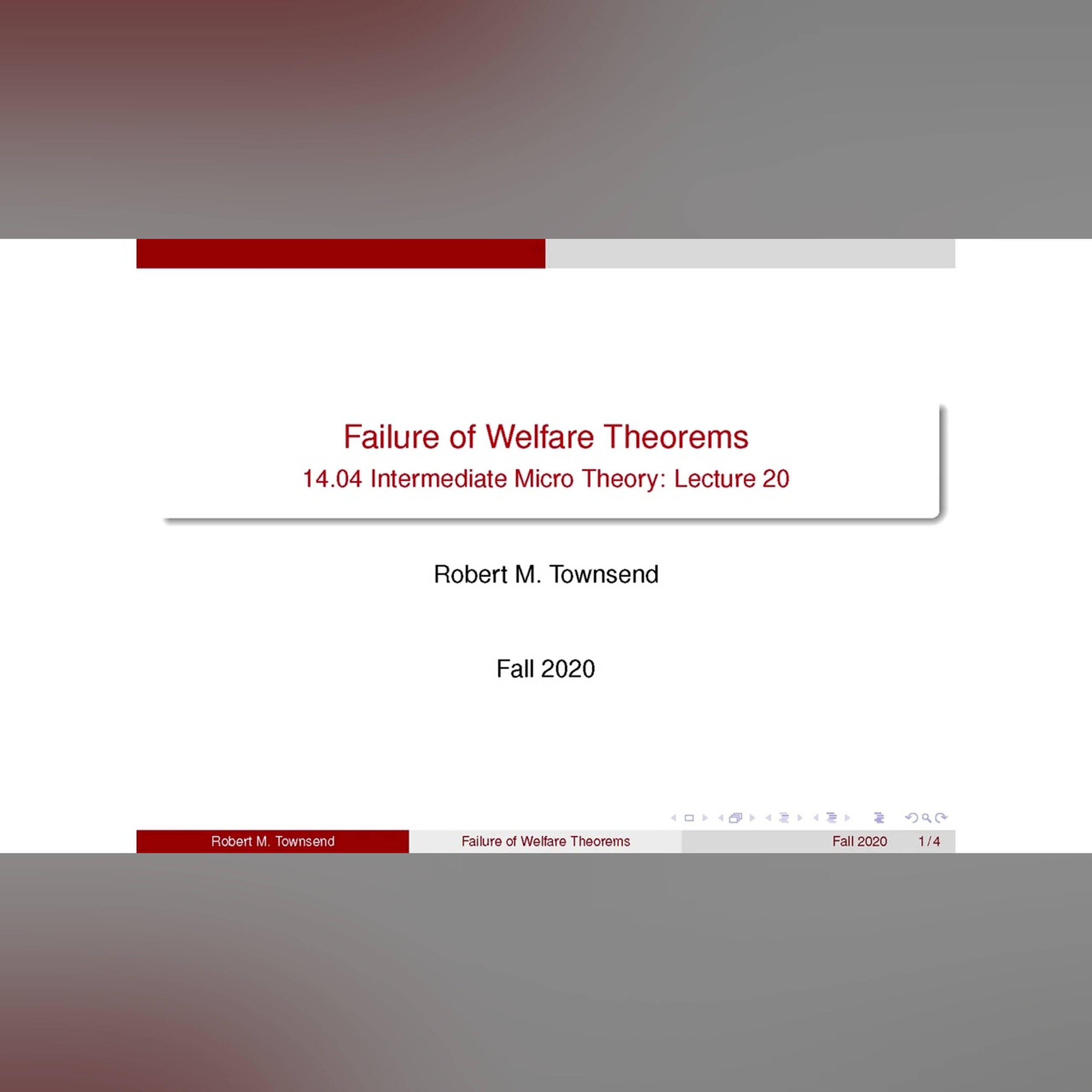 Lecture 20: Failure of Welfare Theorems