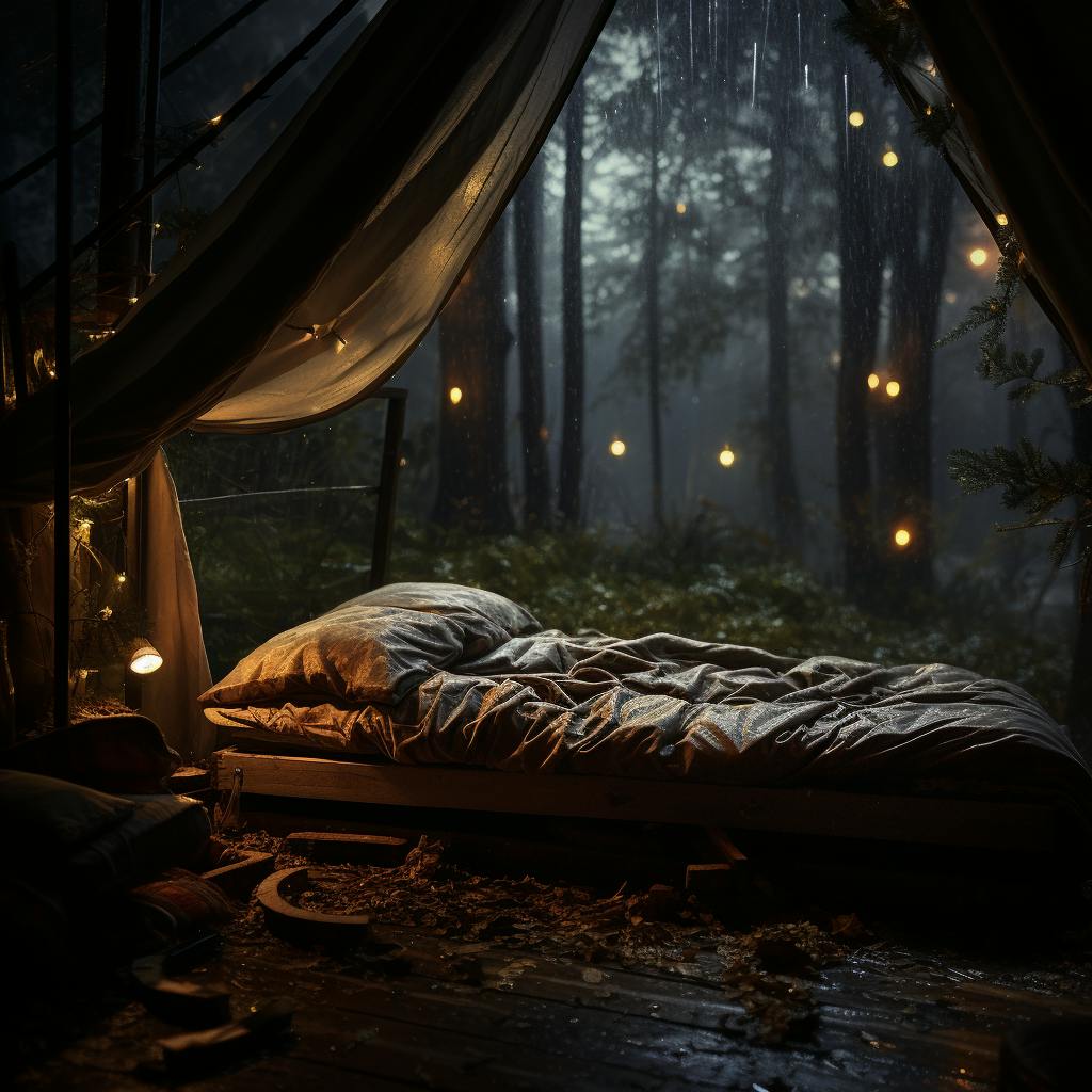 Sleep in the tent on a rainy day Sleep in the tent on a rainy day