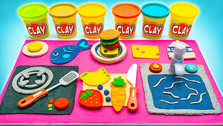 Let's Make Mini Kitchen Set And Food With Modeling Clay
