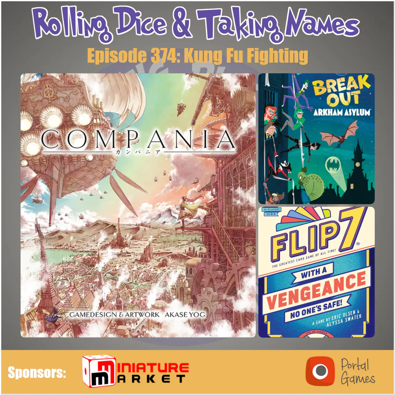 Episode 374: Compania, Flip 7 with a Vengeance, DC Break Out: Arkham Asylum episode artwork