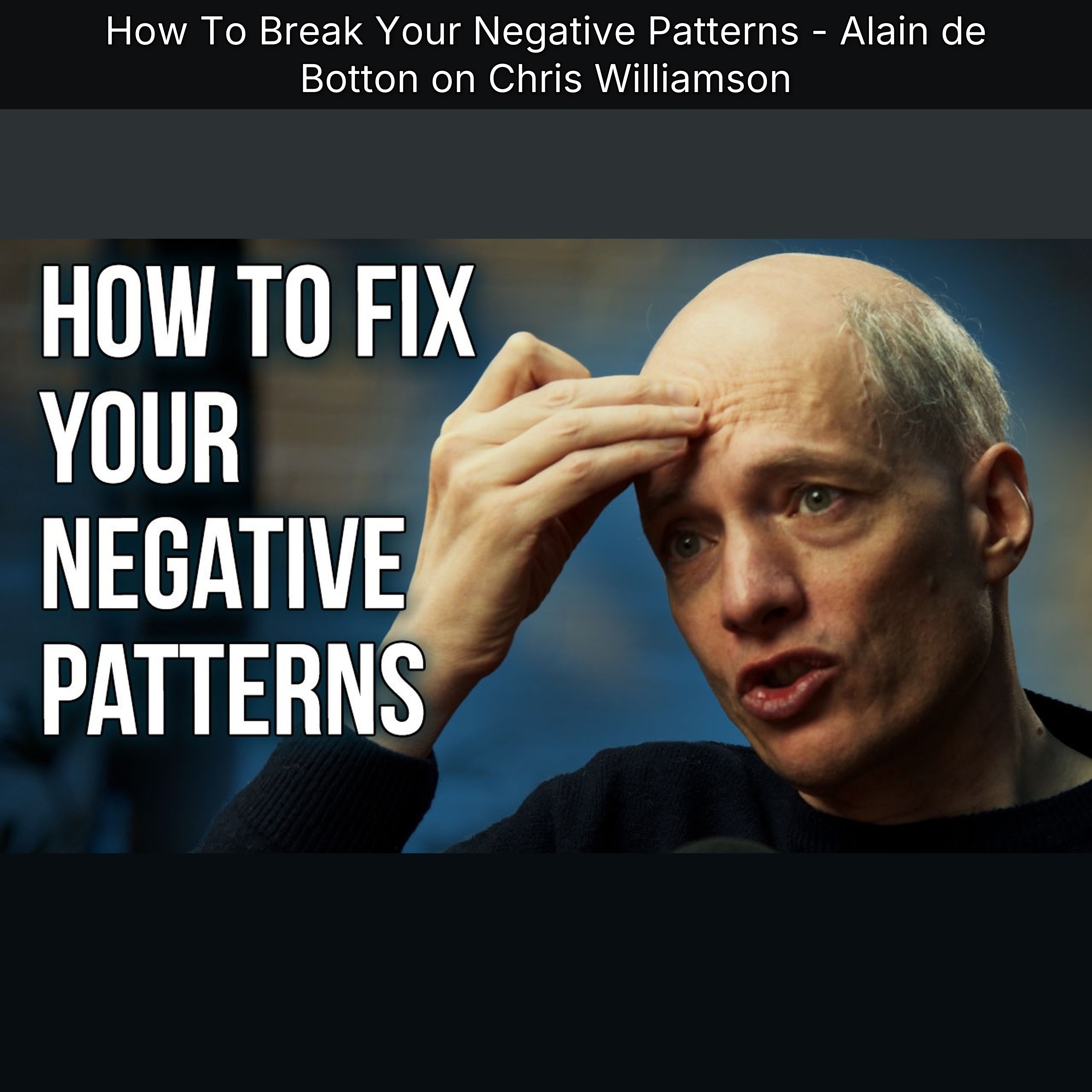 How To Break Your Negative Patterns - Alain de Botton on Chris Williamson episode artwork