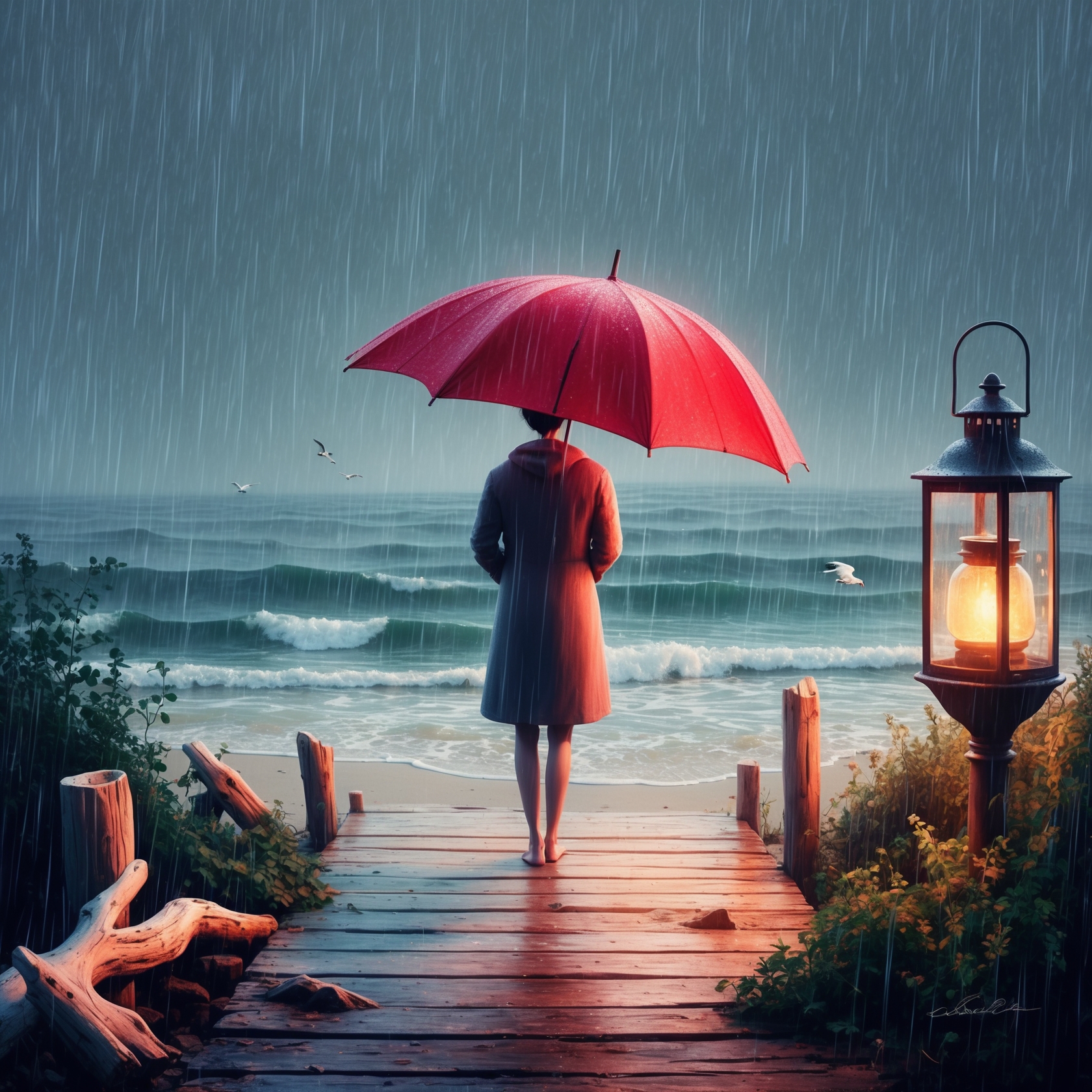 Rain Under Umbrella at Seaside Sounds – Relaxing White Noise for Sleep & Focus