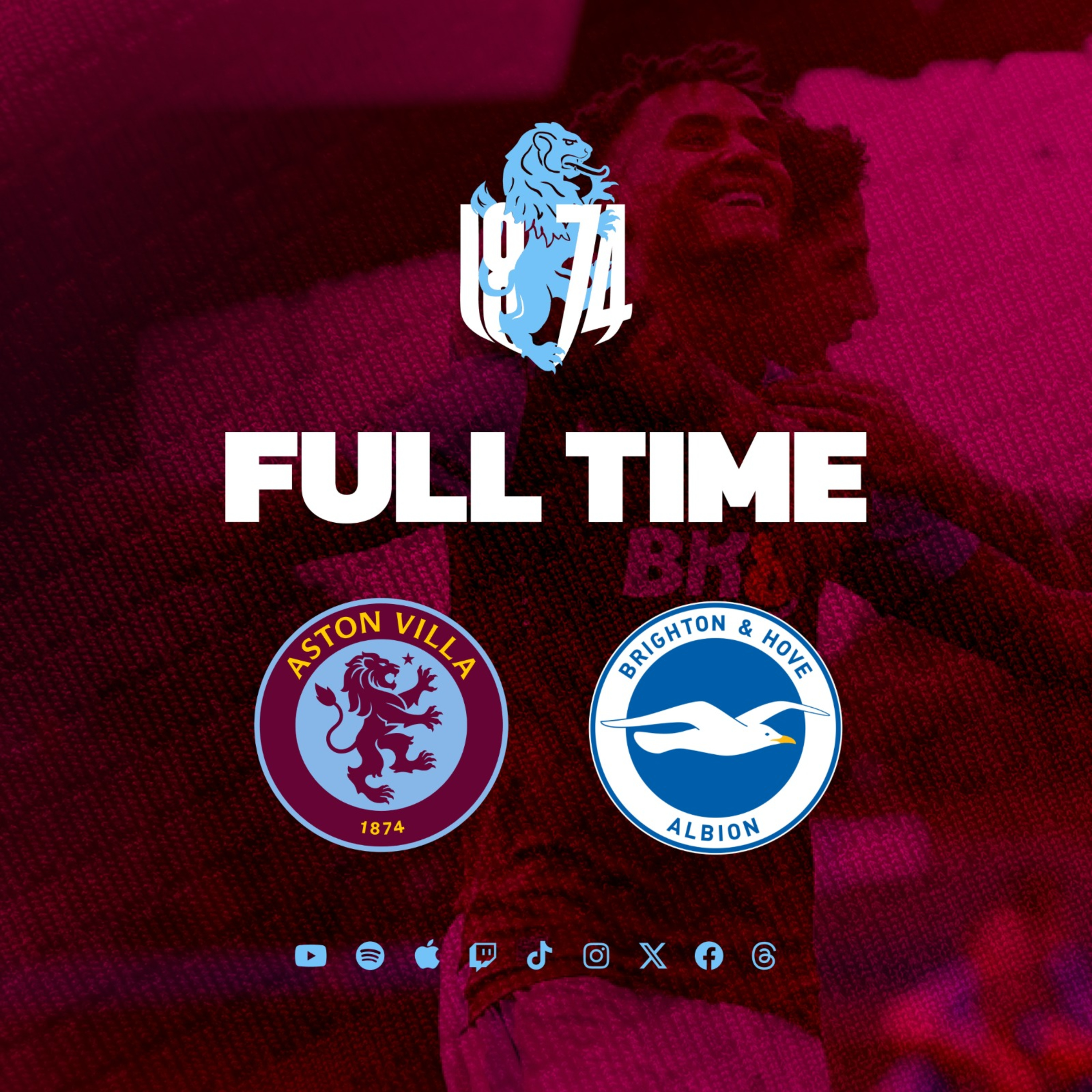 Full Time: Aston Villa 6 – 1 Brighton and Hove Albion